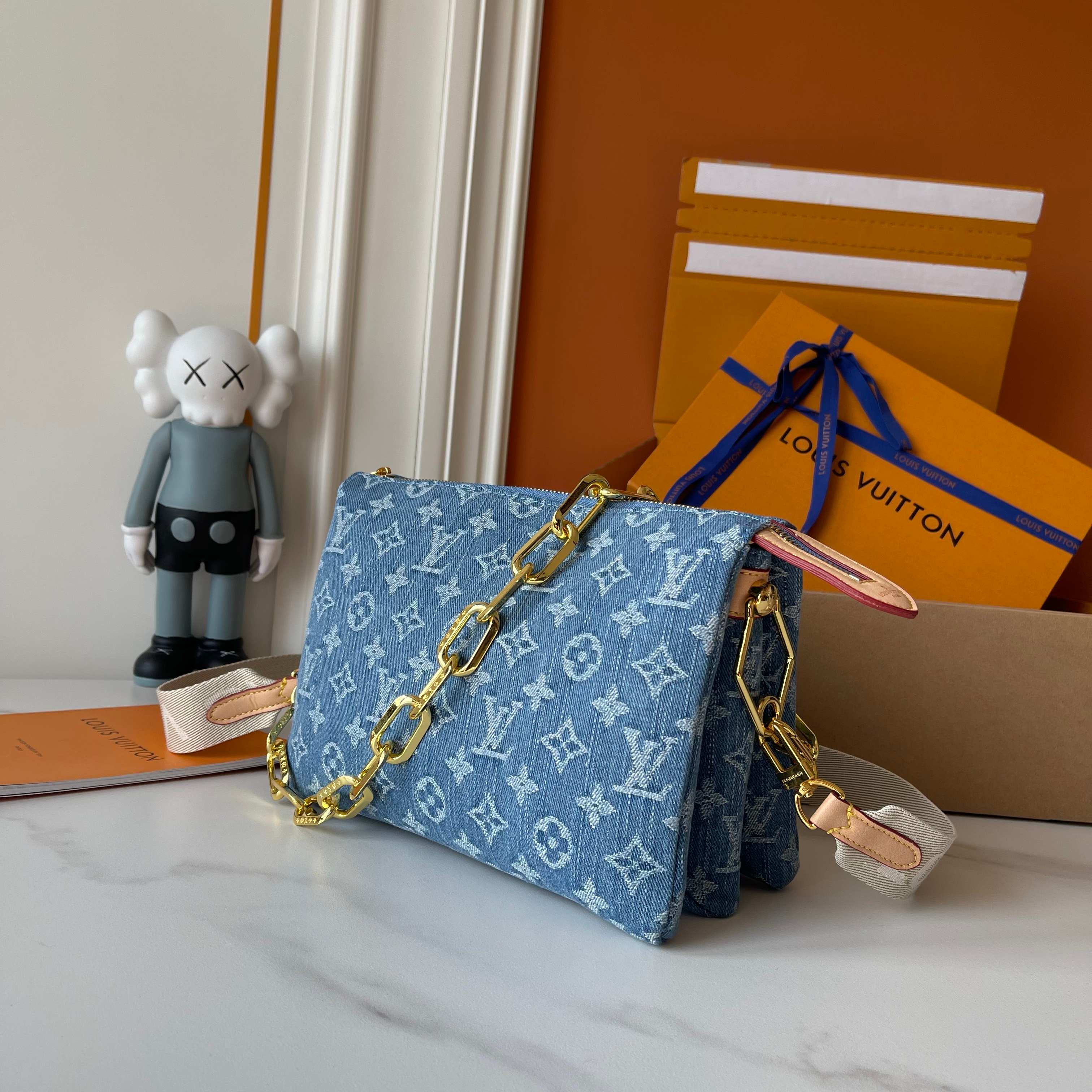 Designer Monogram Coussin Dark Blue Denim Color SmallHandbag - Gorchic - $117.99
