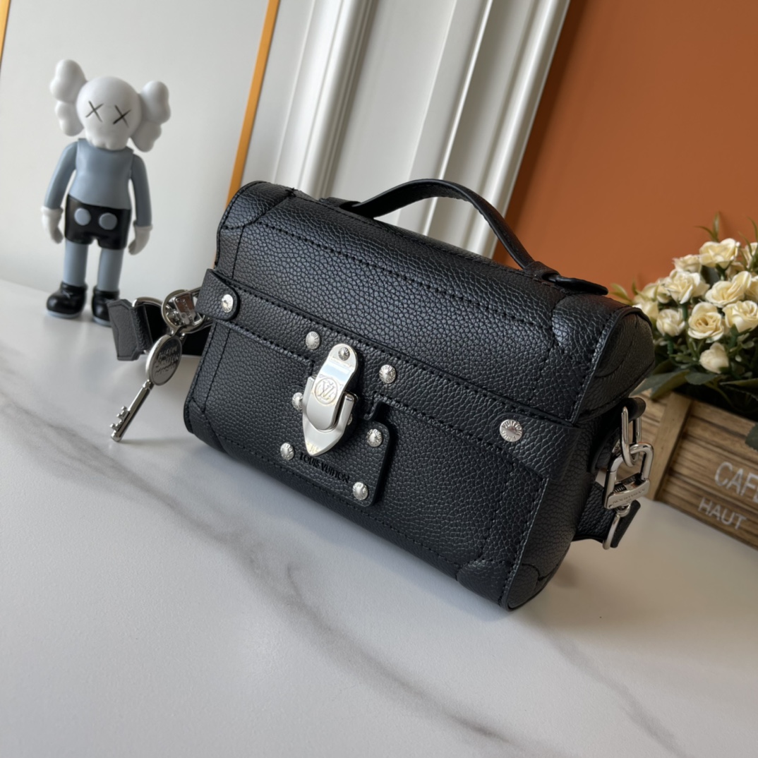 Designer Monogram Soul Trunk Black Leather Handbag - Gorchic - $164.99