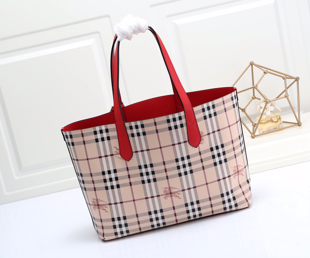 burbery Reversible Shopping Bag - Logo Red Bag - Gorchic - $153.99