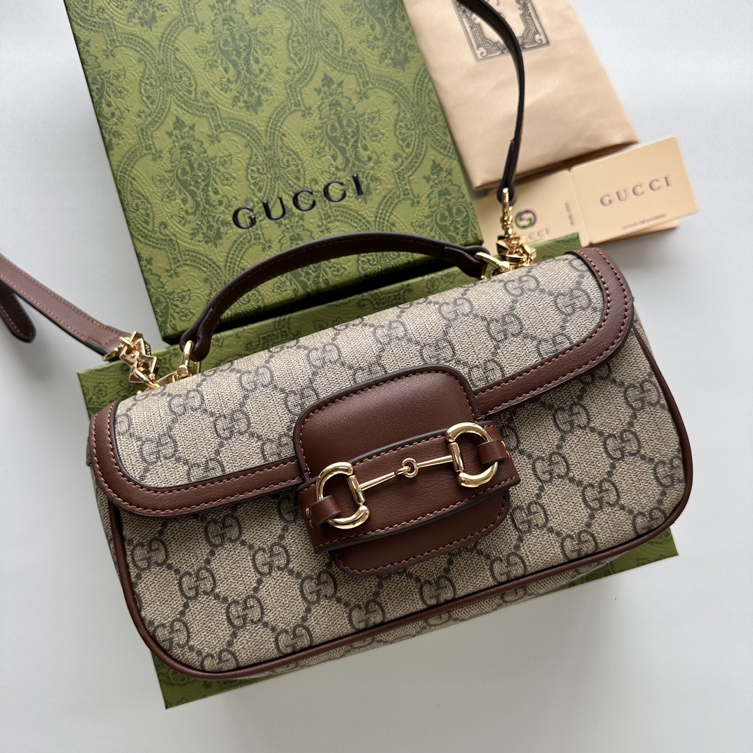 Double-G Horsebit 1955 Small Brown Shoulder Bag - Gorchic - $121.99