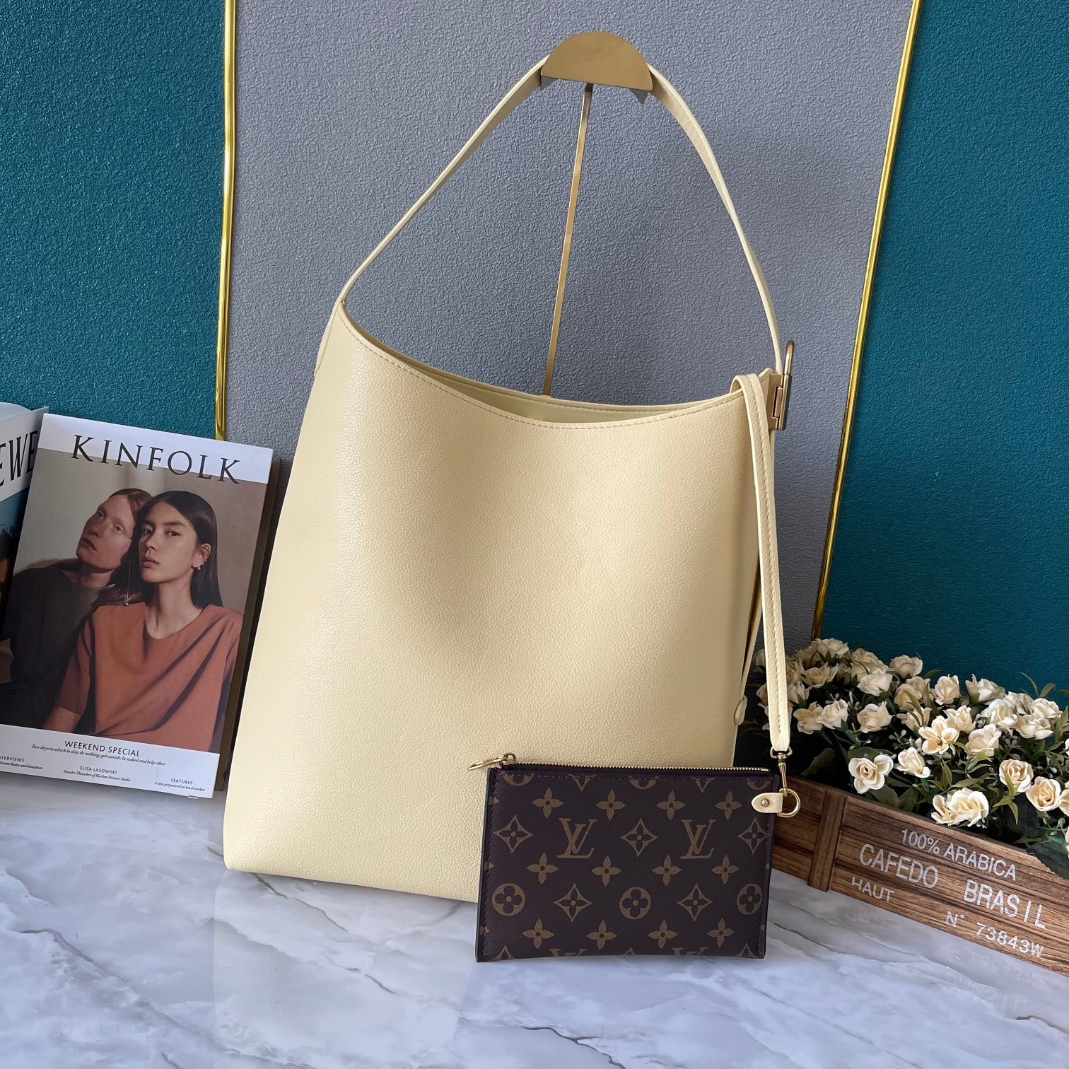 Designer Monogram Low Key Hobo MM Bag in Yellow - Bag - Gorchic - $138.99
