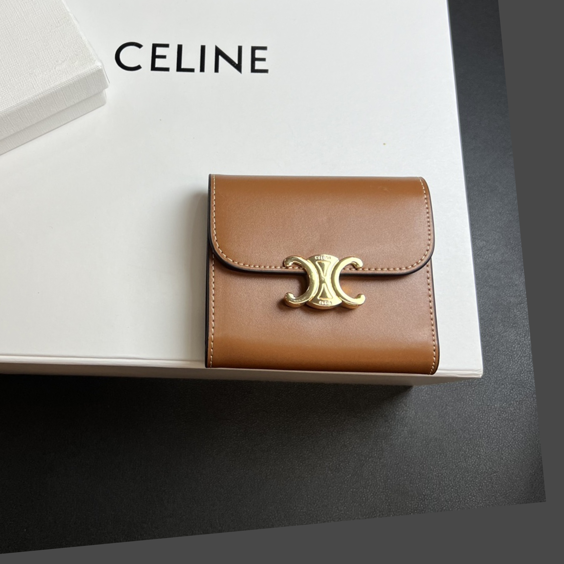 CL Arcadia Tri-Fold Black Leather Wallet- Brown Leather Wallet - Gorchic - $55.99
