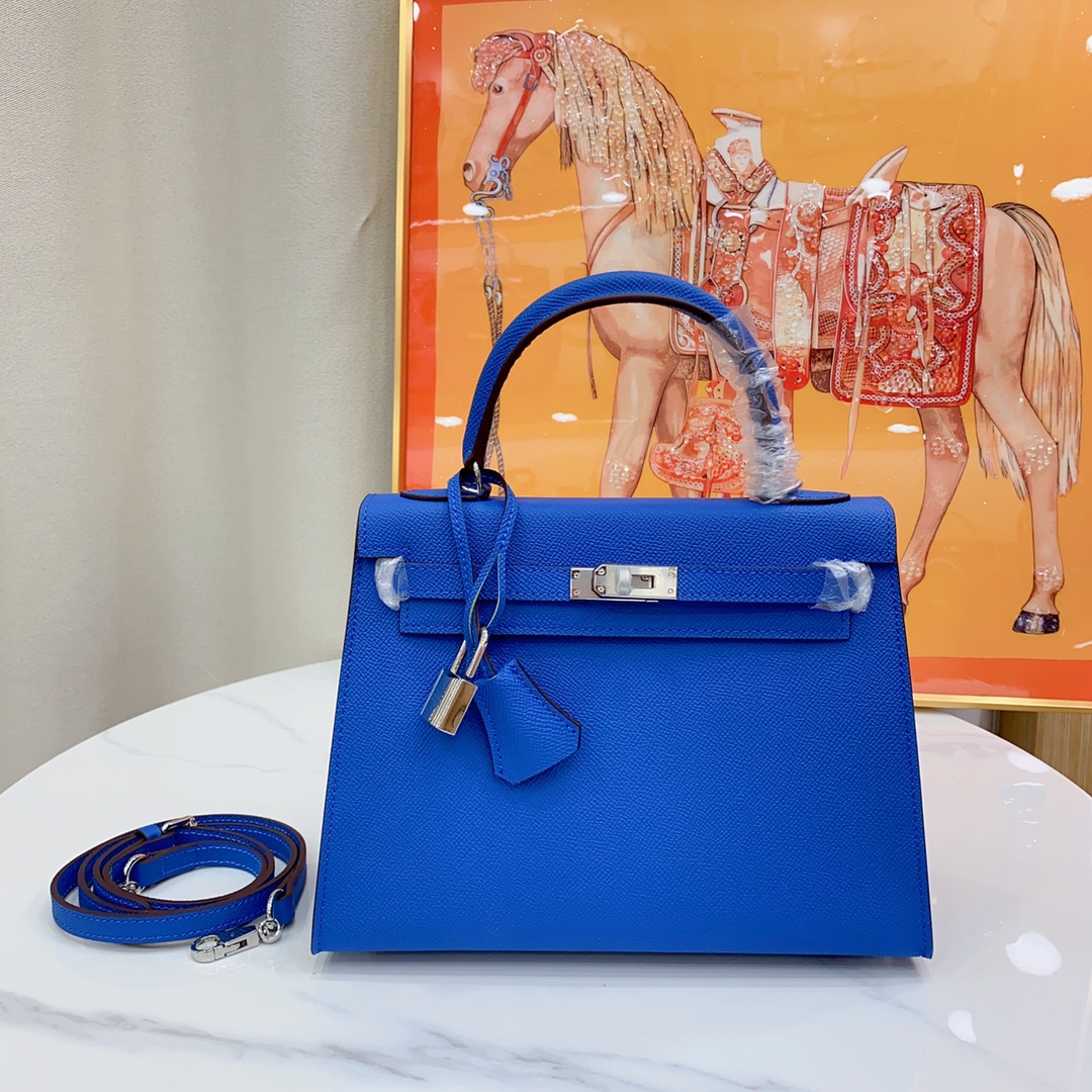 H-Inspired Kelly Haze Deep Blue Silver Hardware - Bag - Gorchic - $148.99