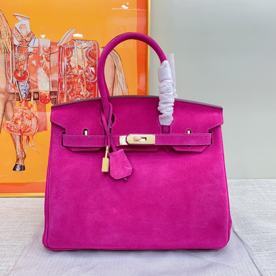 H-Inspired Birkin Bag Doblis Bag Golden Hardware-Magenta Bag - Gorchic - $181.99