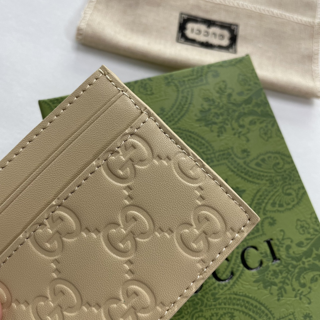 Double-G GG rubber-effect card case gray-wallet - Gorchic - $35.99