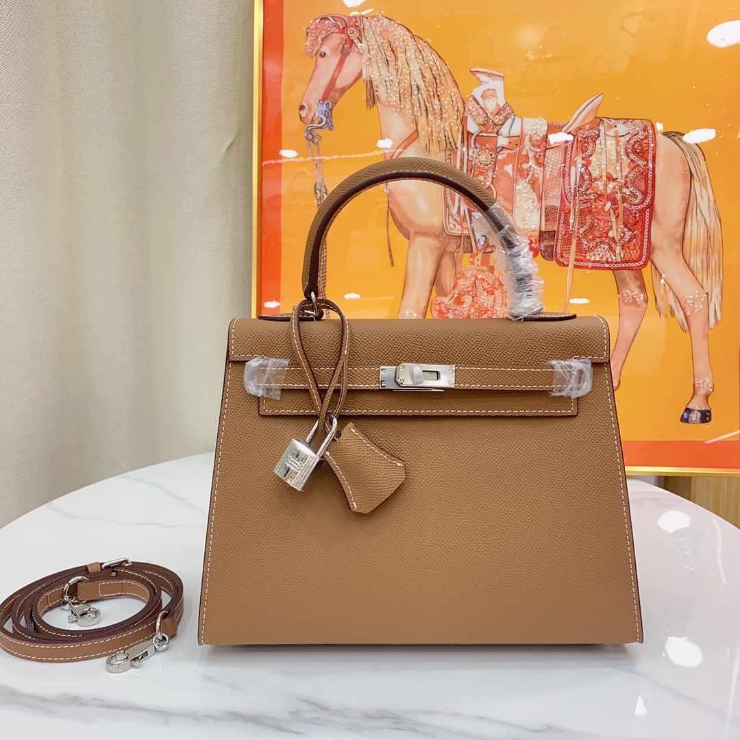 H-Inspired Kelly Haze Brown Silver Hardware - Bag - Gorchic - $148.99