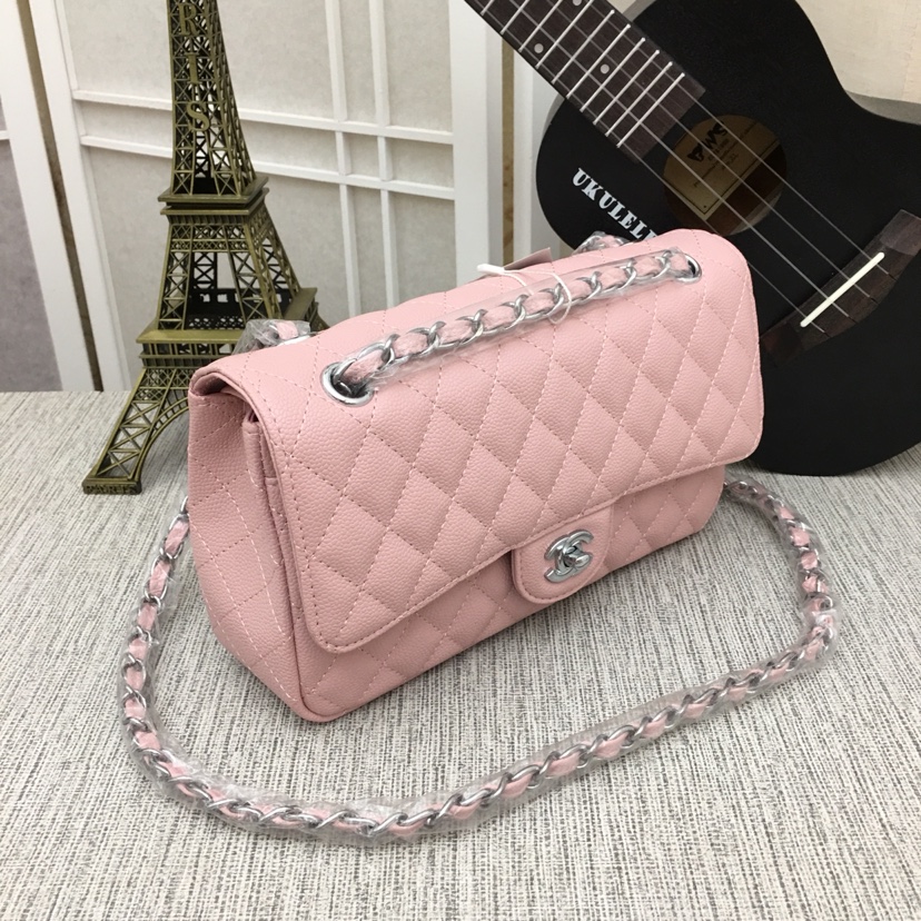 CC Inspired Classic Double Flap Bag Pink Caviar Sier Hardware - Bag - Gorchic - $122.99