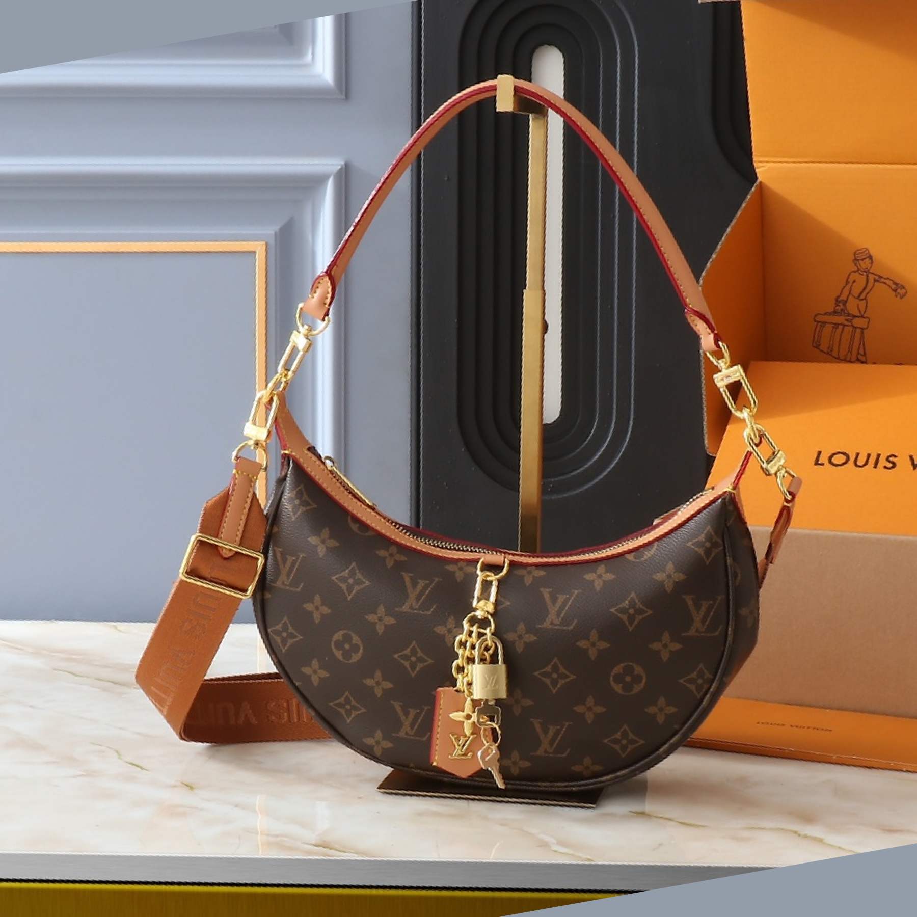 Designer Monogram Loop Hobo Monogram Reverse Canvas Bag - Gorchic - $115.99