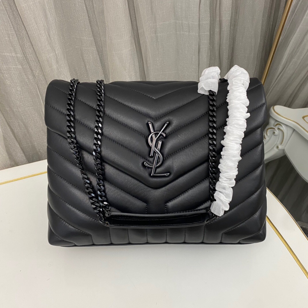 Lady Designer Loulou medium quilted leather shoulder bag black - Bag - Gorchic - $132.99