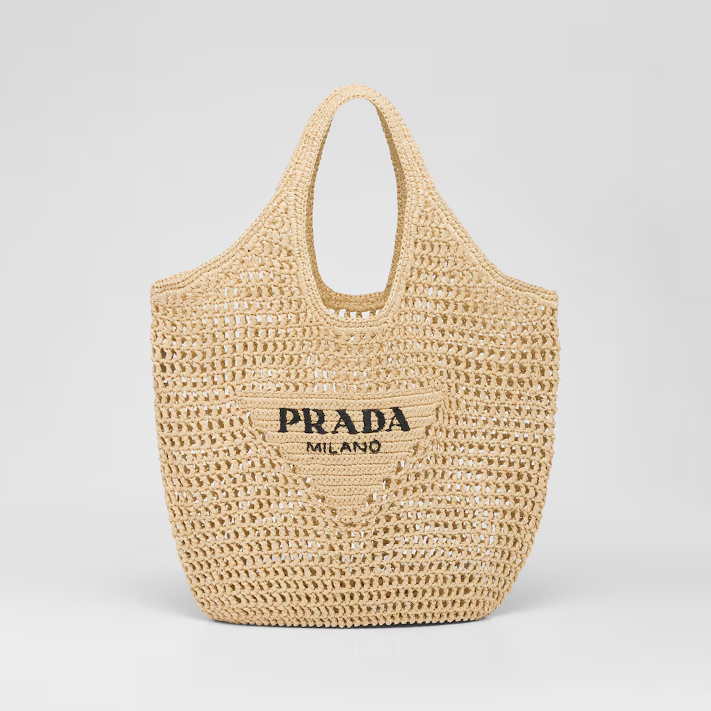 Saffiano texture Crochet tote bag Raffia bag - Gorchic - $113.99
