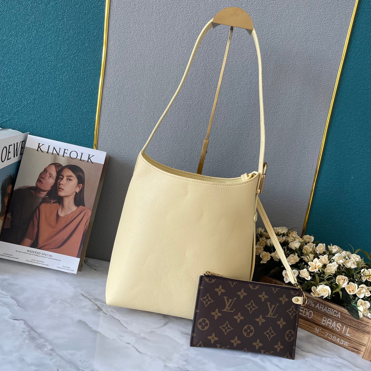 Designer Monogram Low Key Hobo PM Bag in Yellow - Bag - Gorchic - $135.99