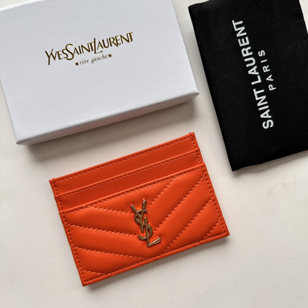 Lady Designer CASSANDRE MATELASSÉ card case in lambskin -Red Wallet - Gorchic - $35.99