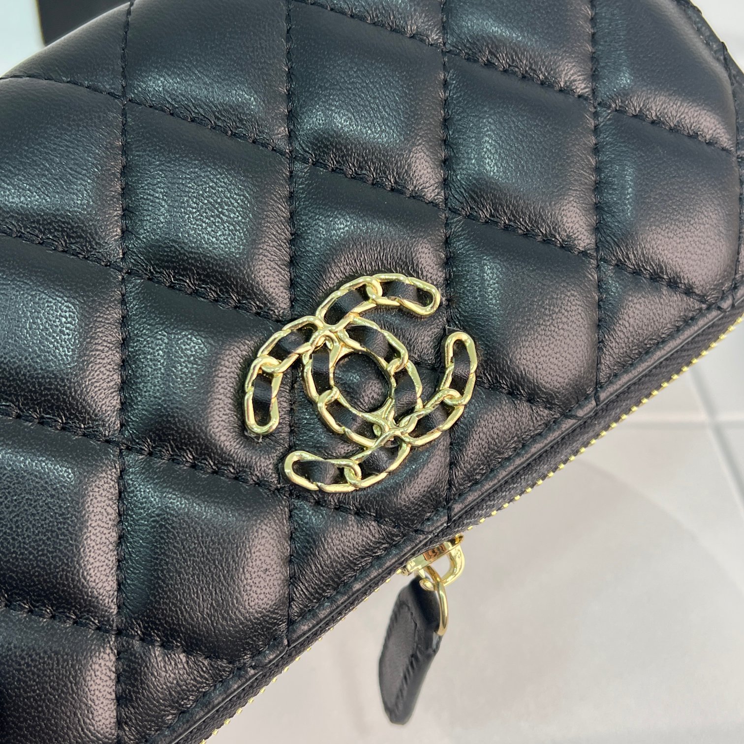 CC Inspired Boy Zip Around Wallet Quilted Caviar Long-Plain Gold Wallet - Gorchic - $52.99