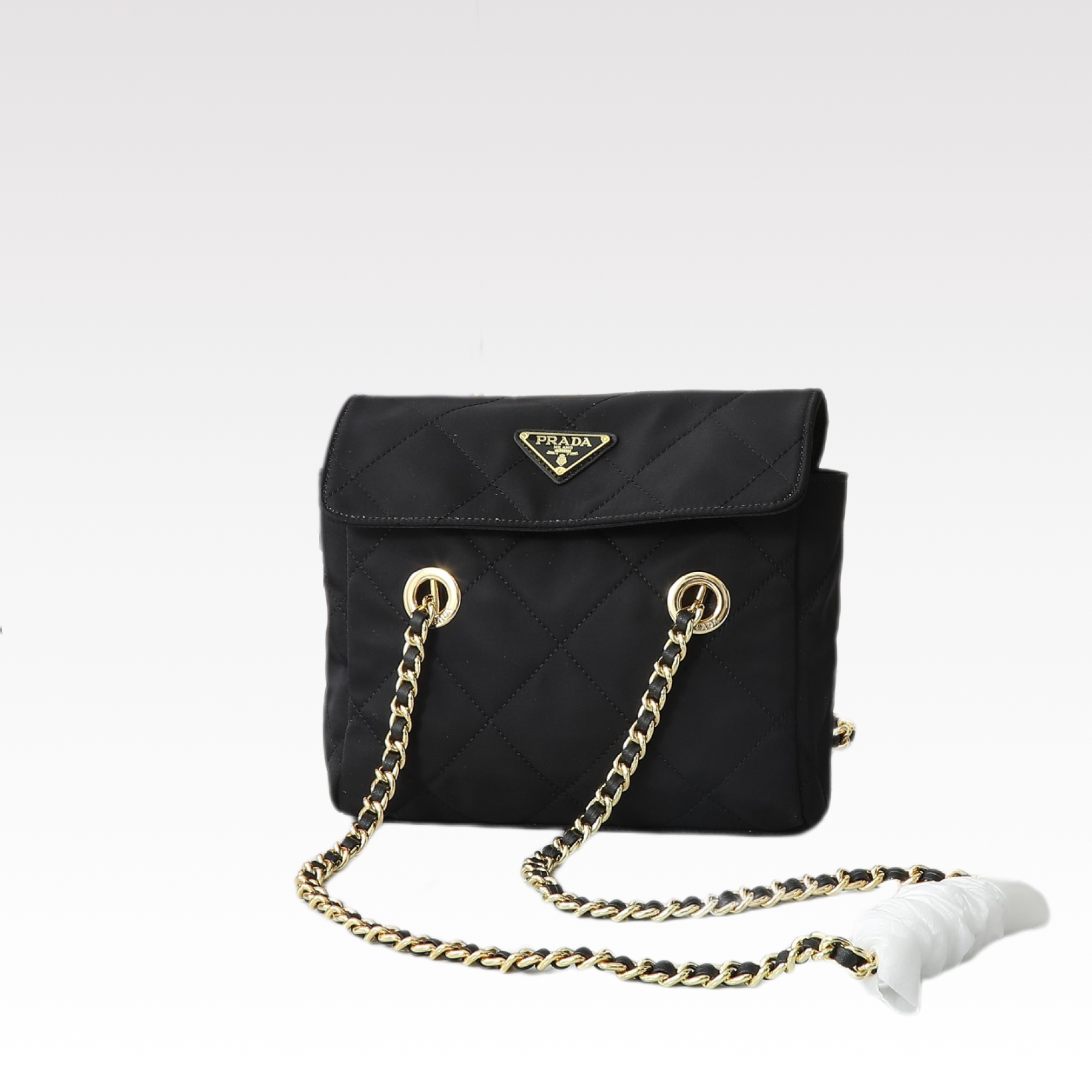 Saffiano texture Tessuto Impuntu Quilted Flap Shoulder Black Bag - Gorchic - $132.99