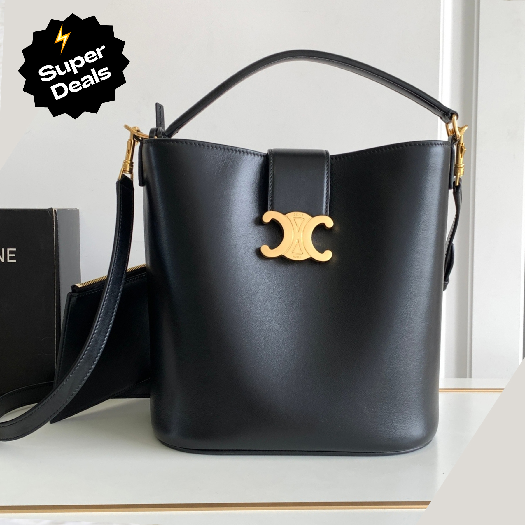 CL Louise Medium Smooth Cowhide Handbag - Black Bag - Gorchic - $145.99