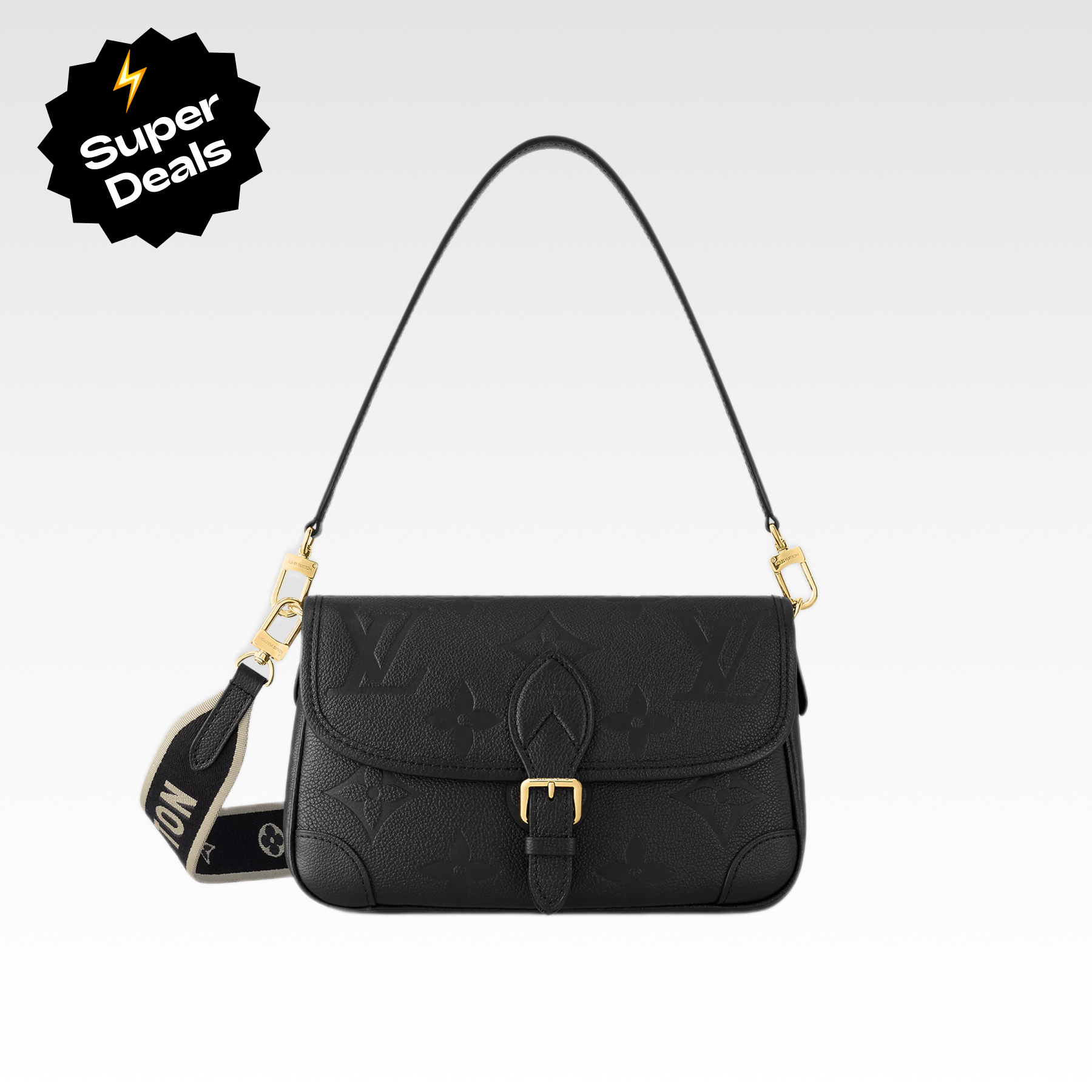 Designer Monogram Empreinte Monogram Leather Black Diane Black-bag - Gorchic - $124.99