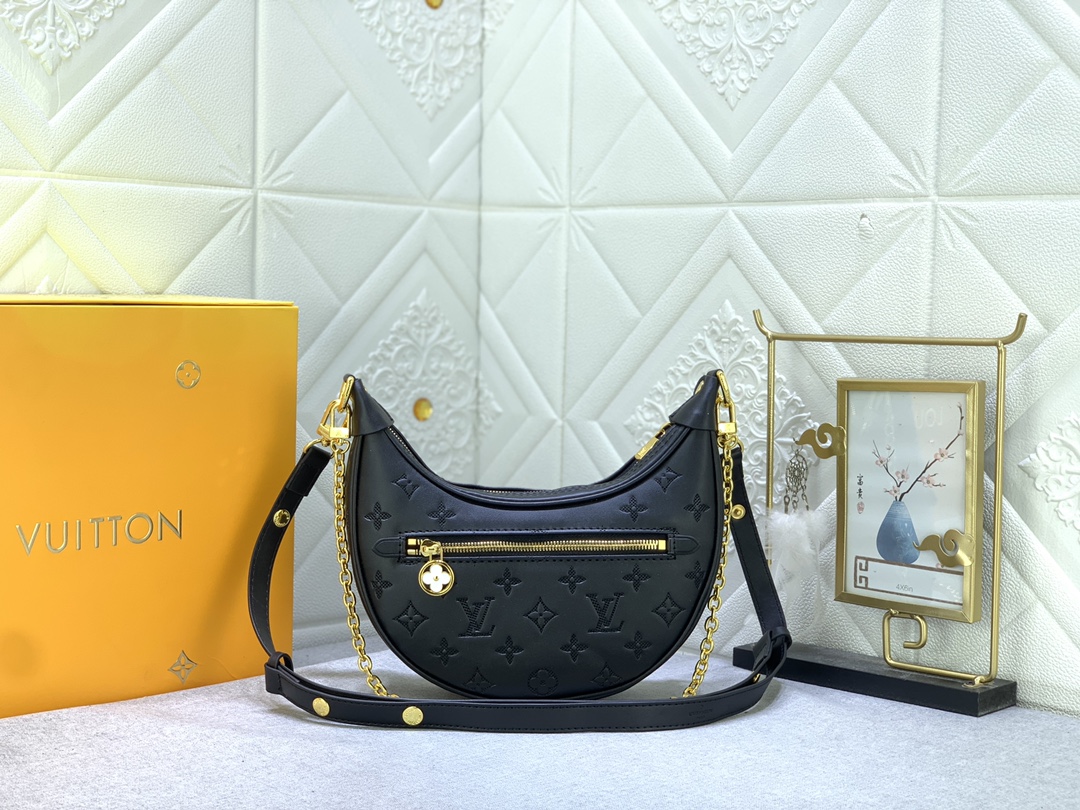 Designer Monogram Bag Loop Hobo in Black - Bag - Gorchic - $119.99