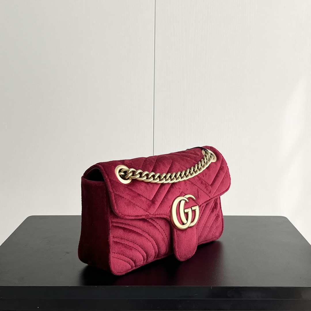 Double-G GG Marmont Veet Collection - Deep Red Bag - Gorchic - $131.99