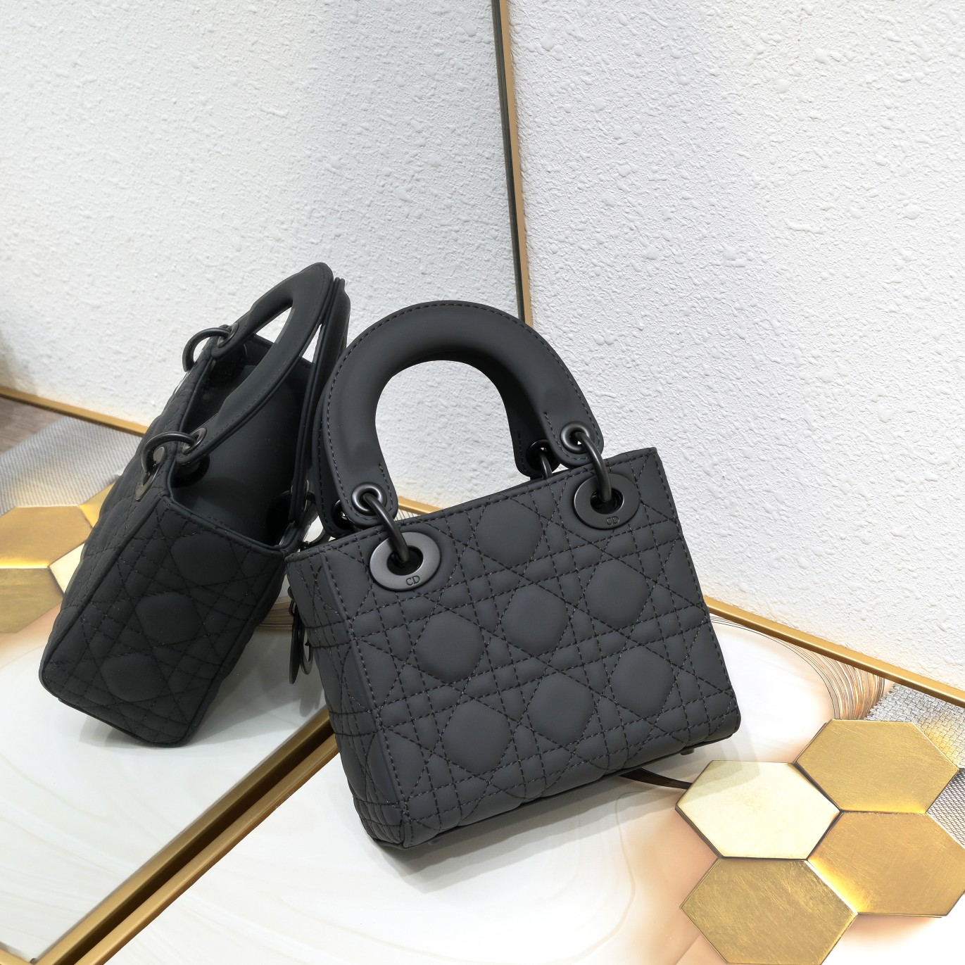 D Inspired Mini Lady D Inspired Bag Black Ultramatte Calfskin - Bag - Gorchic - $138.99