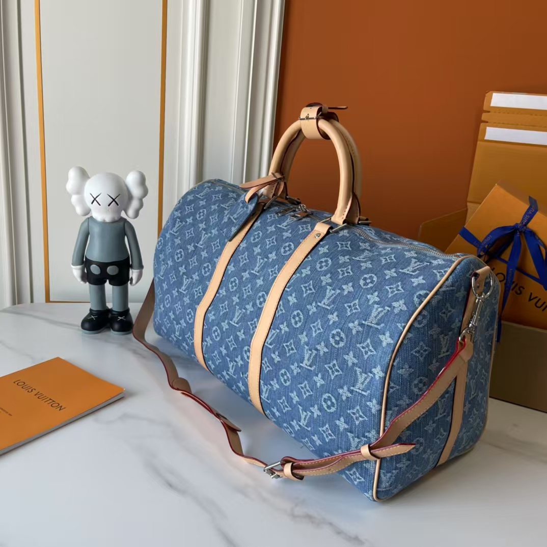 Designer Monogram Keepall Bandoulière 50 Monogram Denim Bag - Gorchic - $167.99