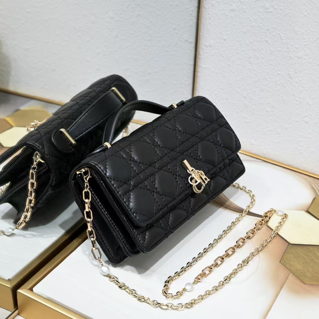 D Inspired Mini Bag Black Cannage Lambskin - Gorchic - $142.99