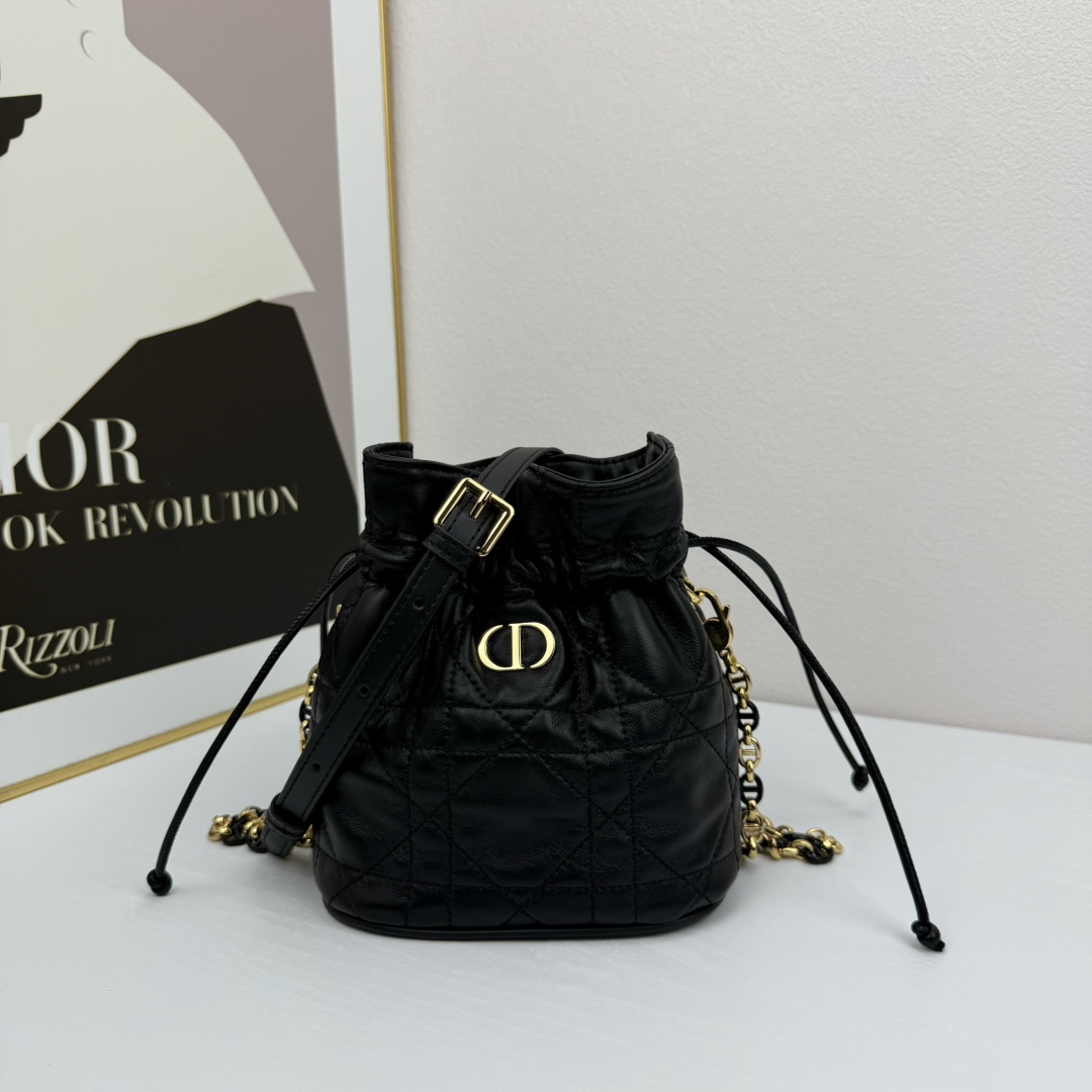 D Inspired 30 Montaigne Drawstring Mini Bucket Bag - Black Bag - Gorchic - $173.99
