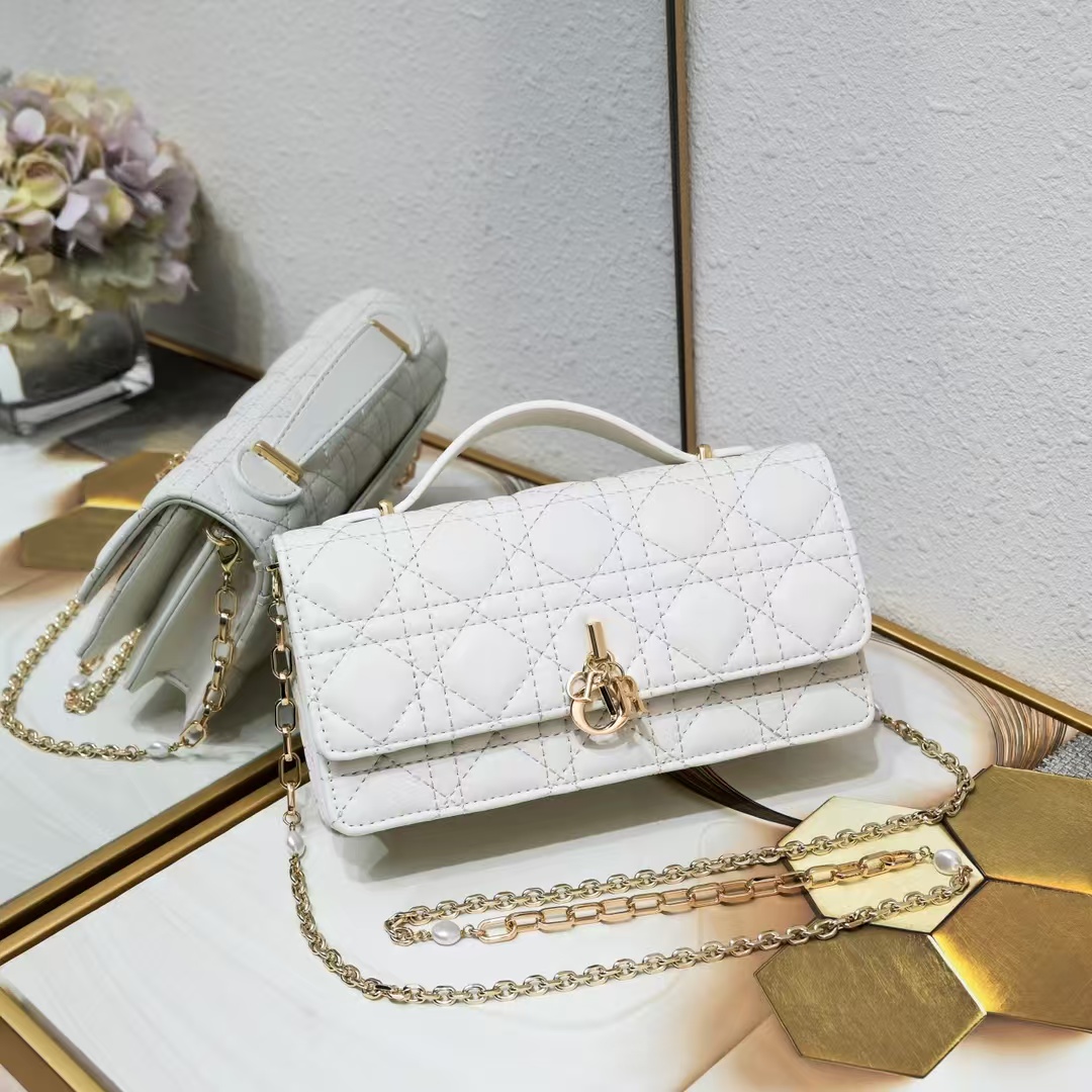 D Inspired Mini Bag Latte Cannage Lambskin - Gorchic - $142.99