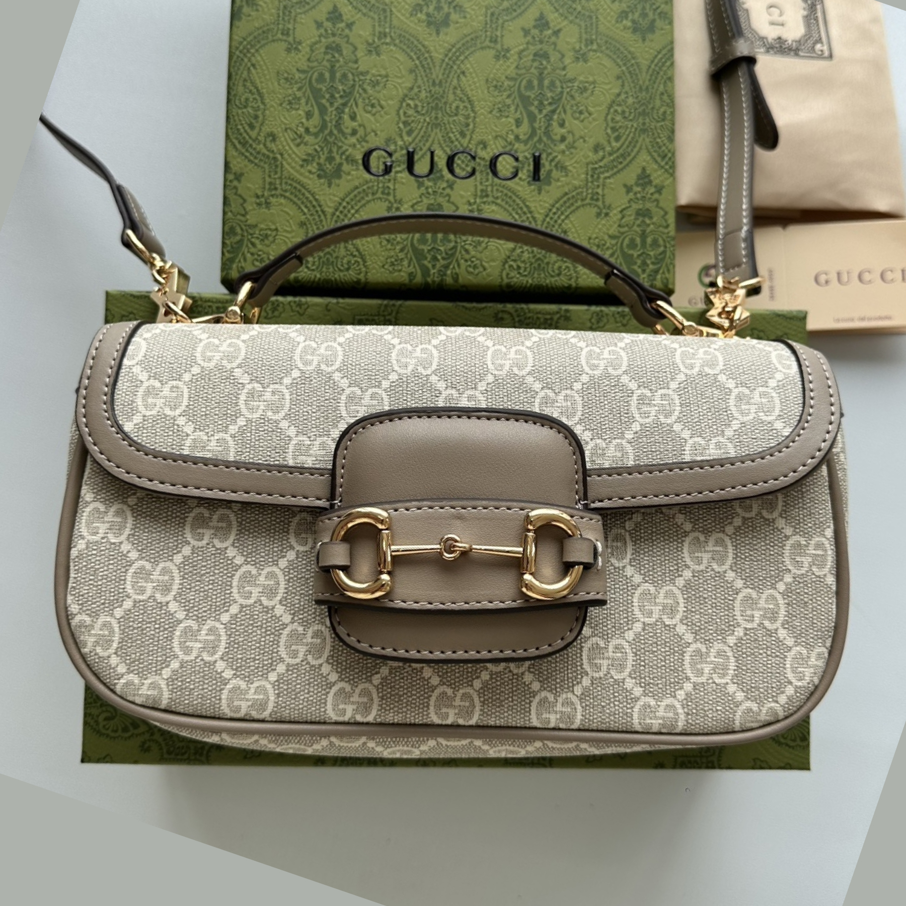 Double-G Horsebit 1955 Small Grey Shoulder Bag - Gorchic - $121.99