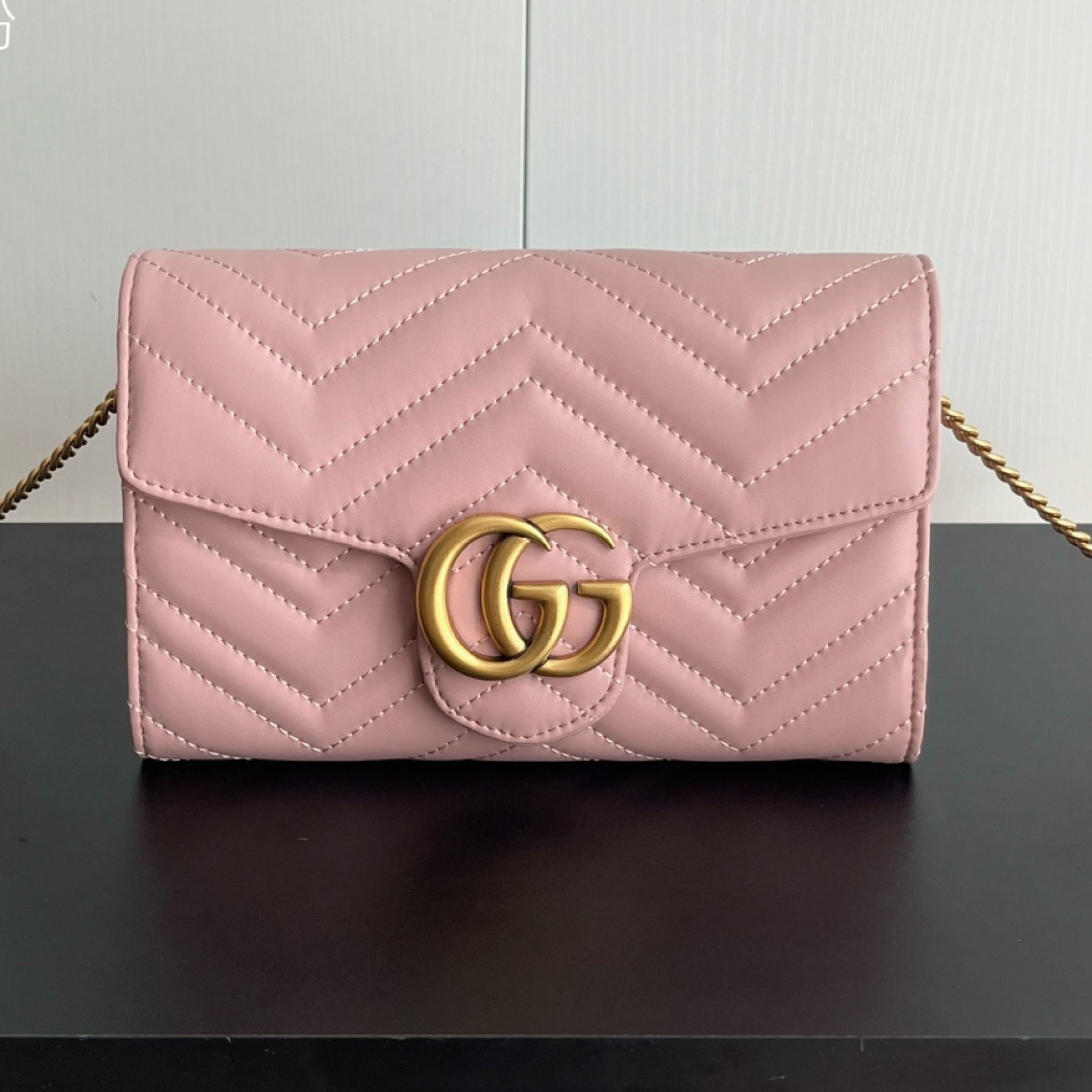 Double-G Marmont Chain Wallet - Pink Gold Wallet - Gorchic - $123.99