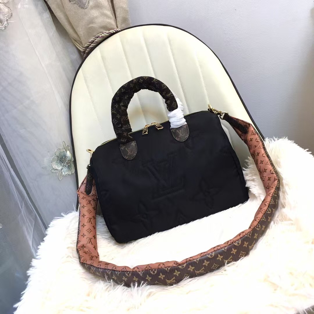 Designer Monogram Econyl Mini Monogram Pillow Speedy Bandouliere 25 Black Bag - Gorchic - $124.99