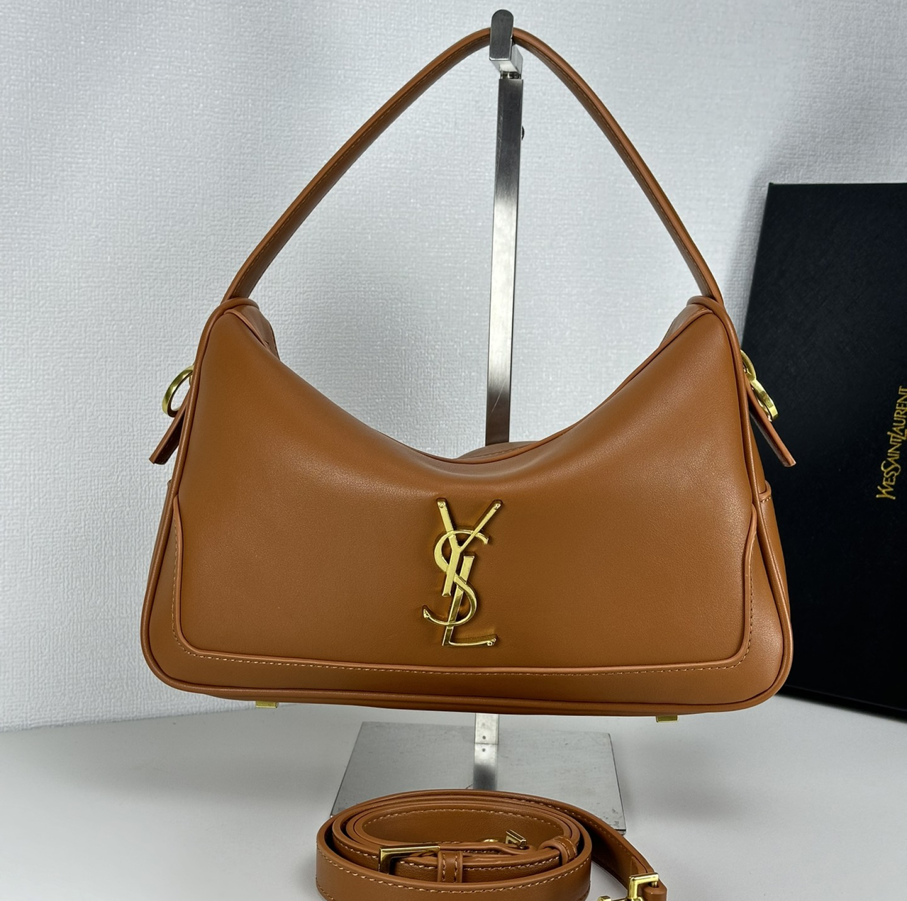 Lady Designer Fashion Vintage Bowling Bag - Camel Colored Leather Bag - Gorchic - $135.99