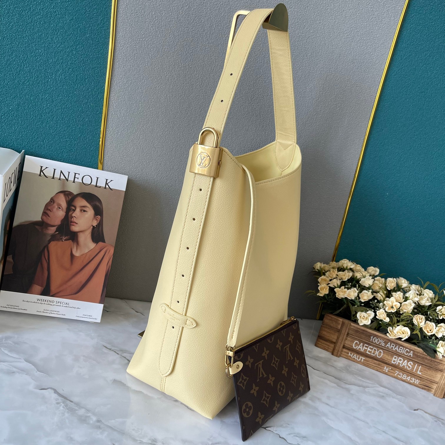 Designer Monogram Low Key Hobo MM Bag in Yellow - Bag - Gorchic - $138.99