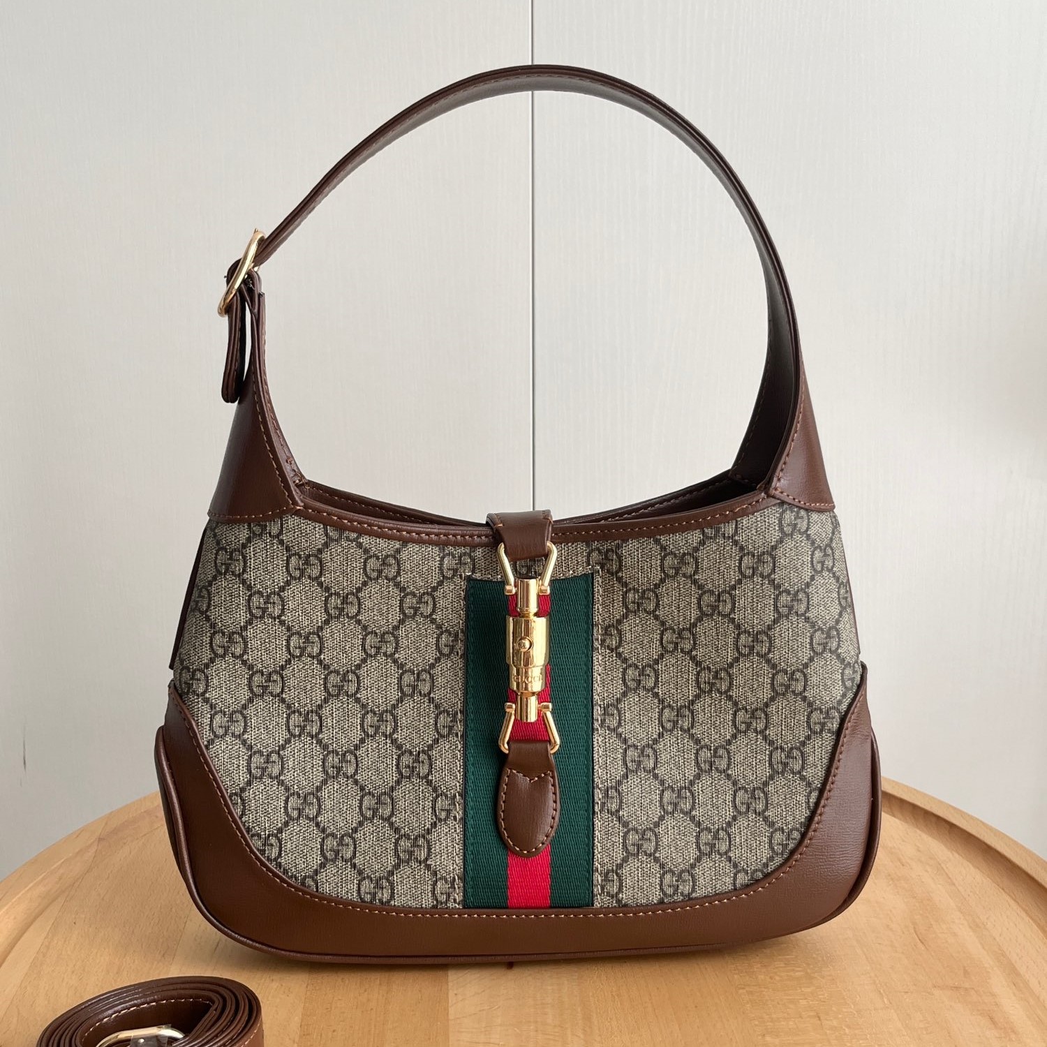 Double-G Jackie 1961 Shoulder Bag Small GG Beige/Ebony - Bag - Gorchic - $124.99