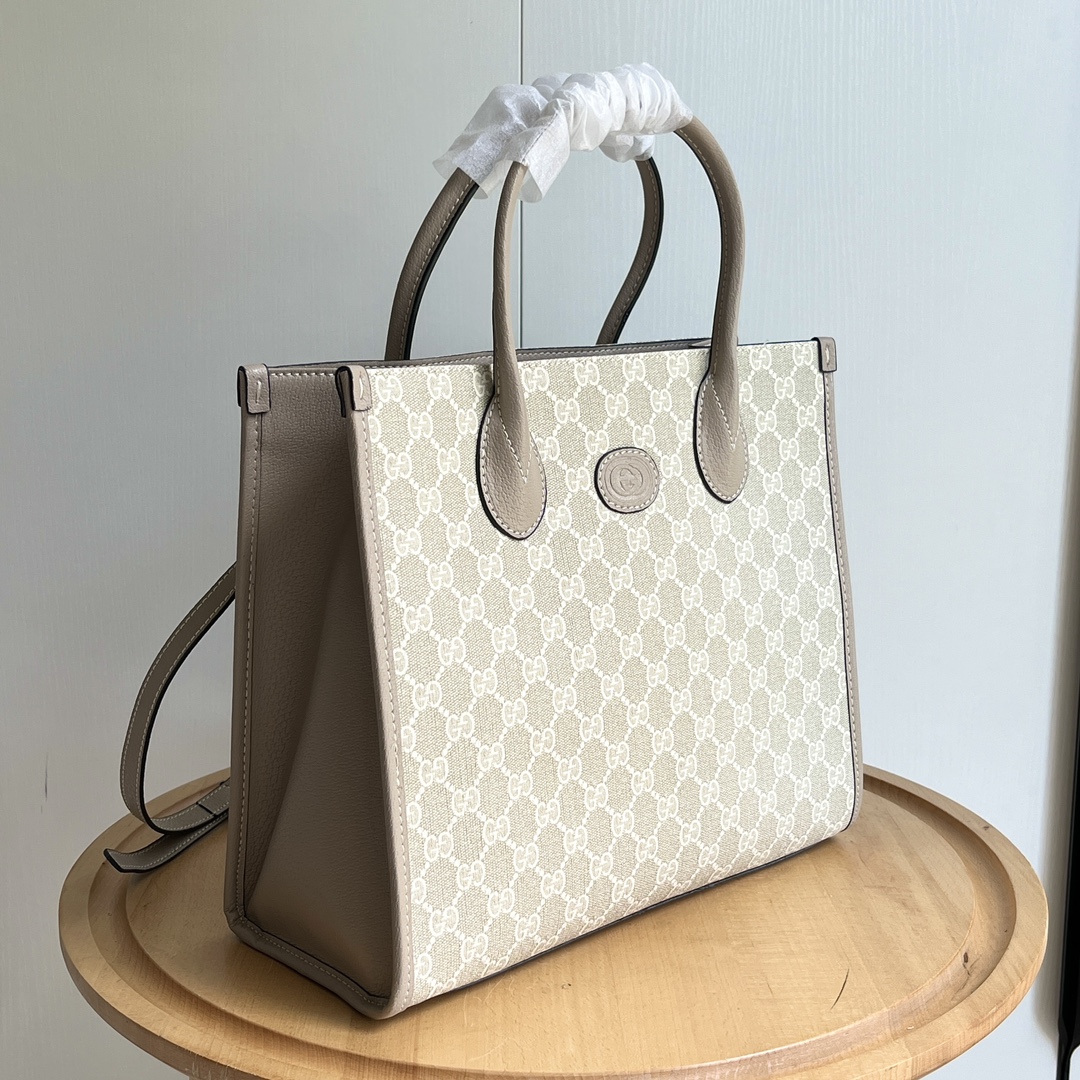 Double-G Retro Shopper - Aged White Bag - Gorchic - $135.99
