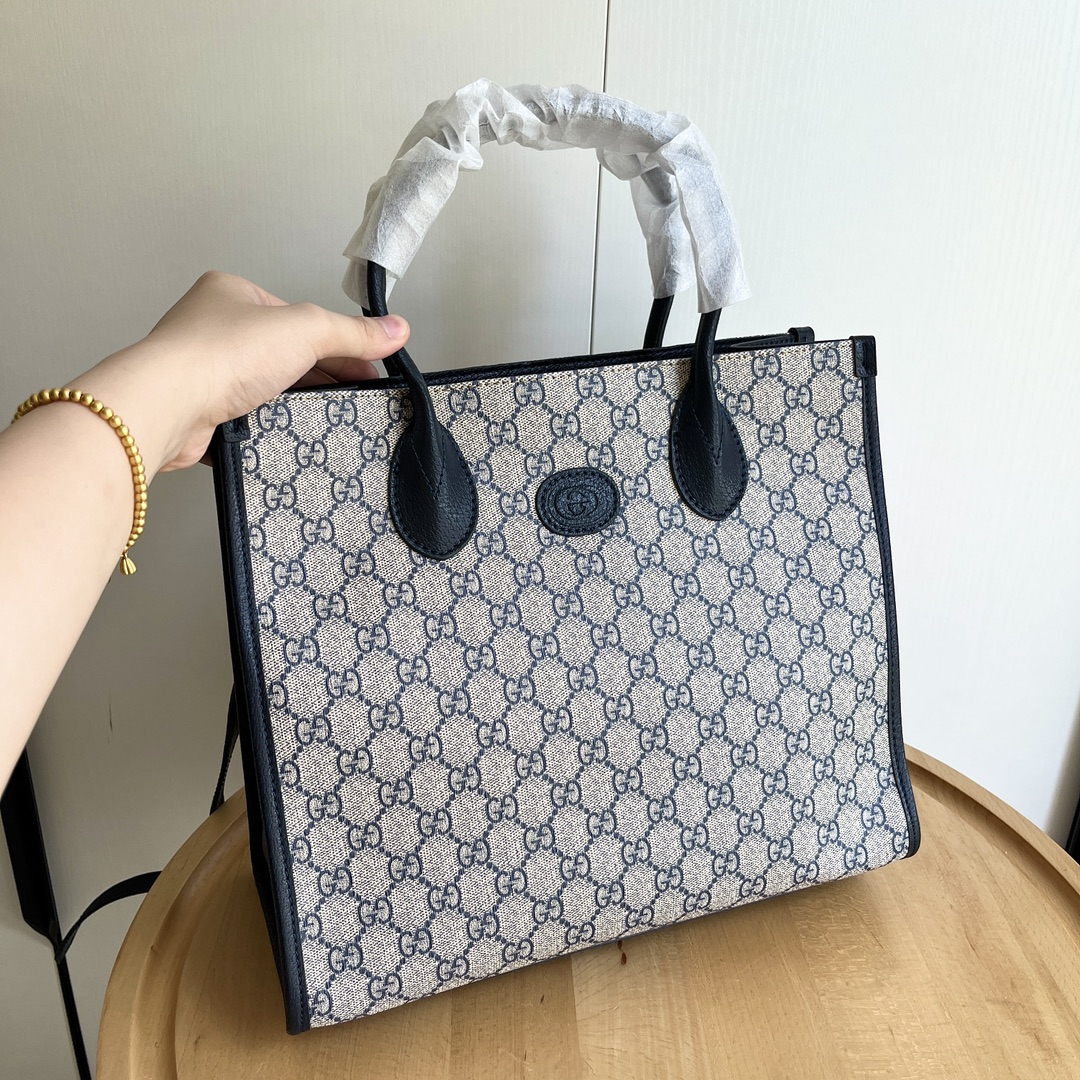 Double-G Retro Shopper - Navy Bag - Gorchic - $135.99