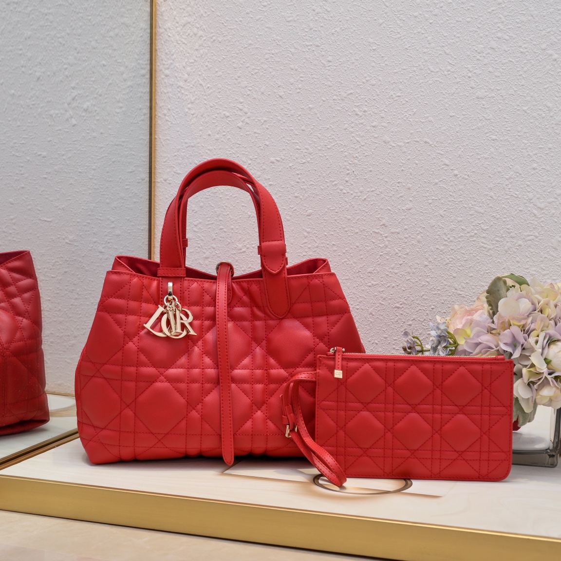 D Inspired Toujours Bag - Cherry Red Macrocannage Calfskin - Gorchic - $136.99
