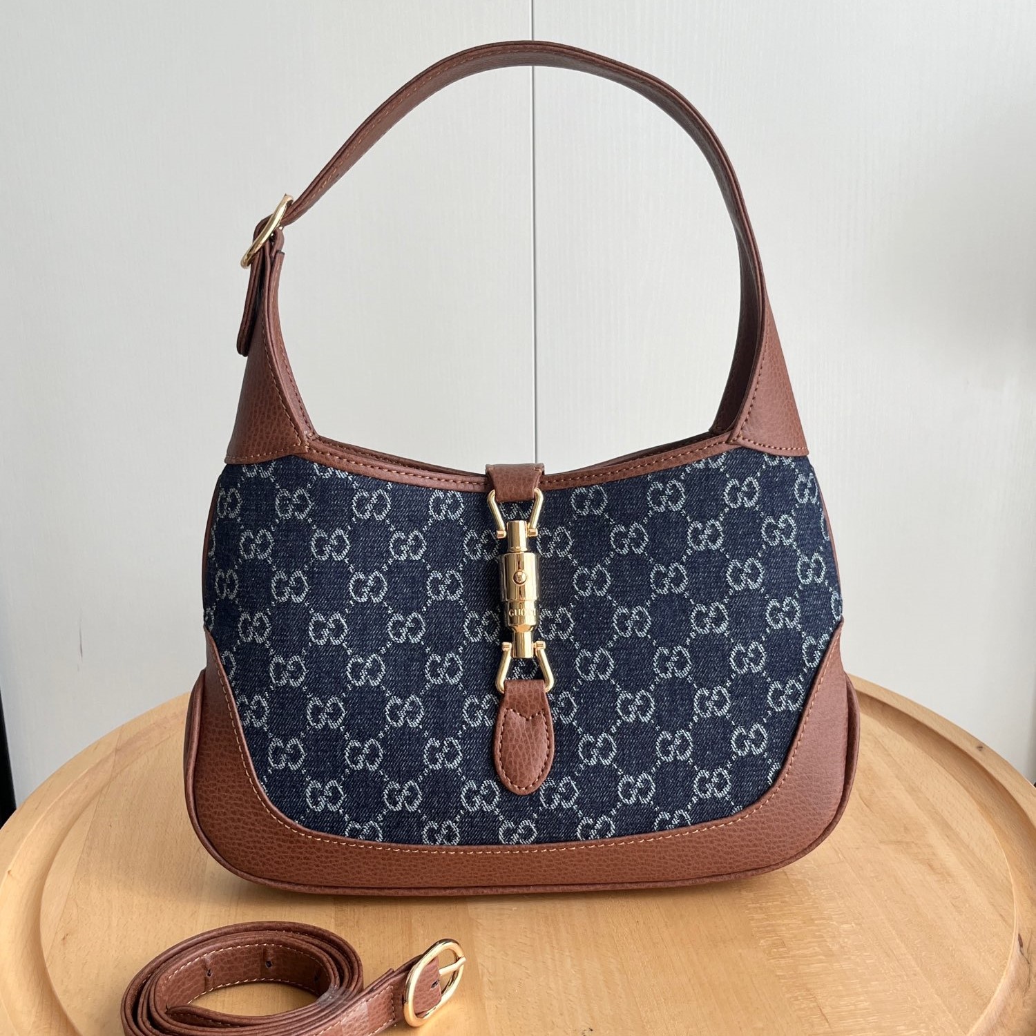 Double-G Jackie 1961 Small Shoulder Bag GG Denim Blue/Ivory - Bag - Gorchic - $124.99