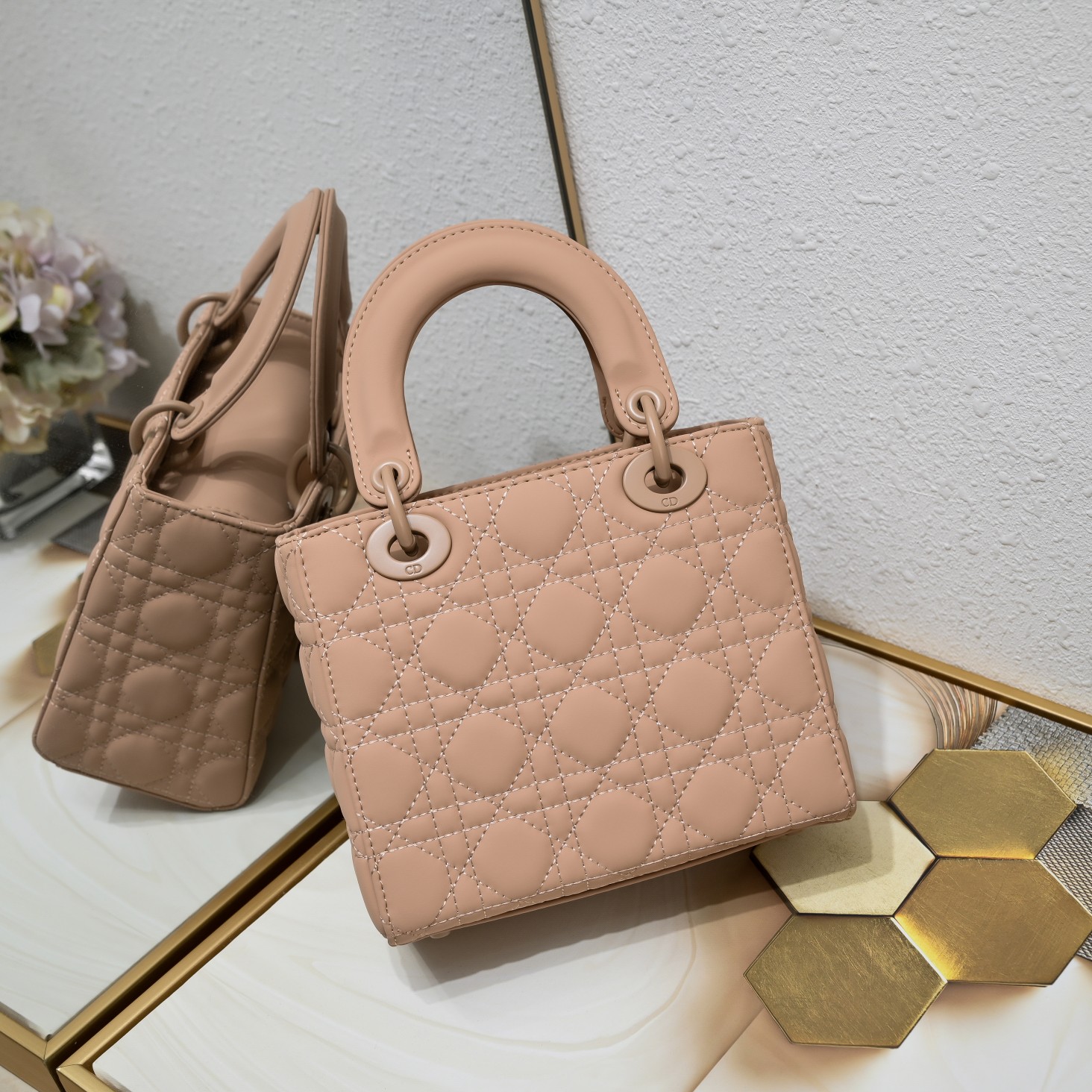 D Inspired Small Lady D Inspired Bag Blush Ultramatte Calfskin - Bag - Gorchic - $144.99