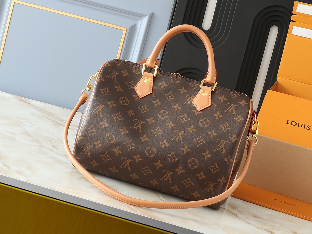 Designer Monogram Speedy Soft 30 Boho Red Handbag - Gorchic - $144.99