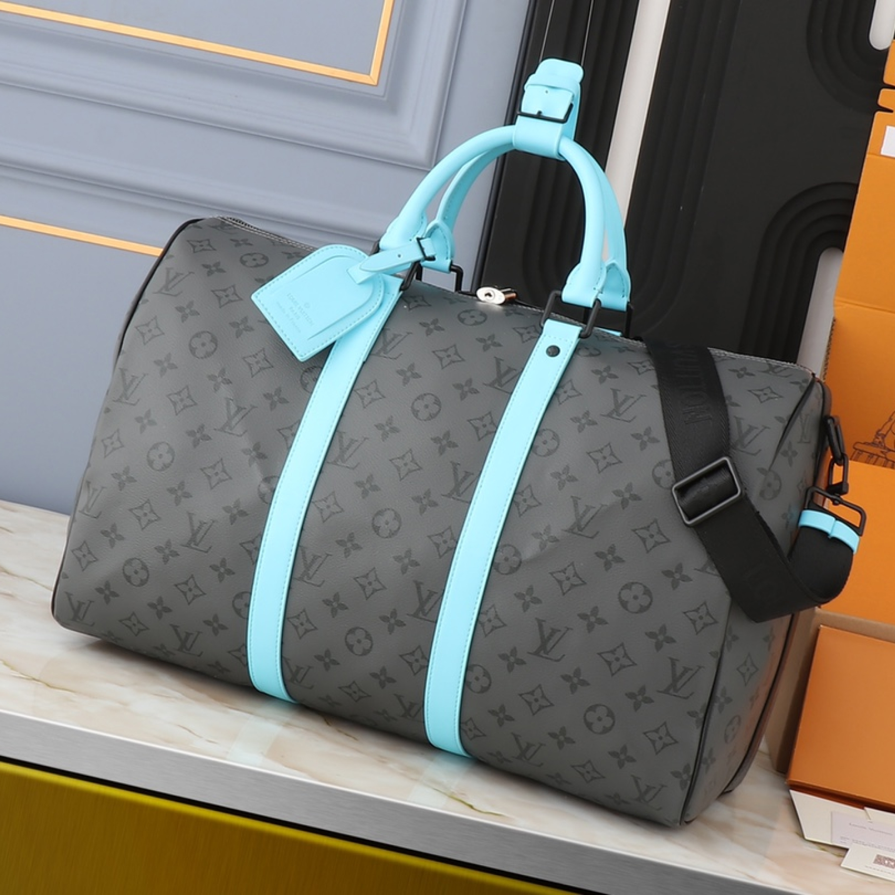 Designer Monogram Keepall Travel Bag Multi Sizes Blue Grey- Bag - Gorchic - $167.99
