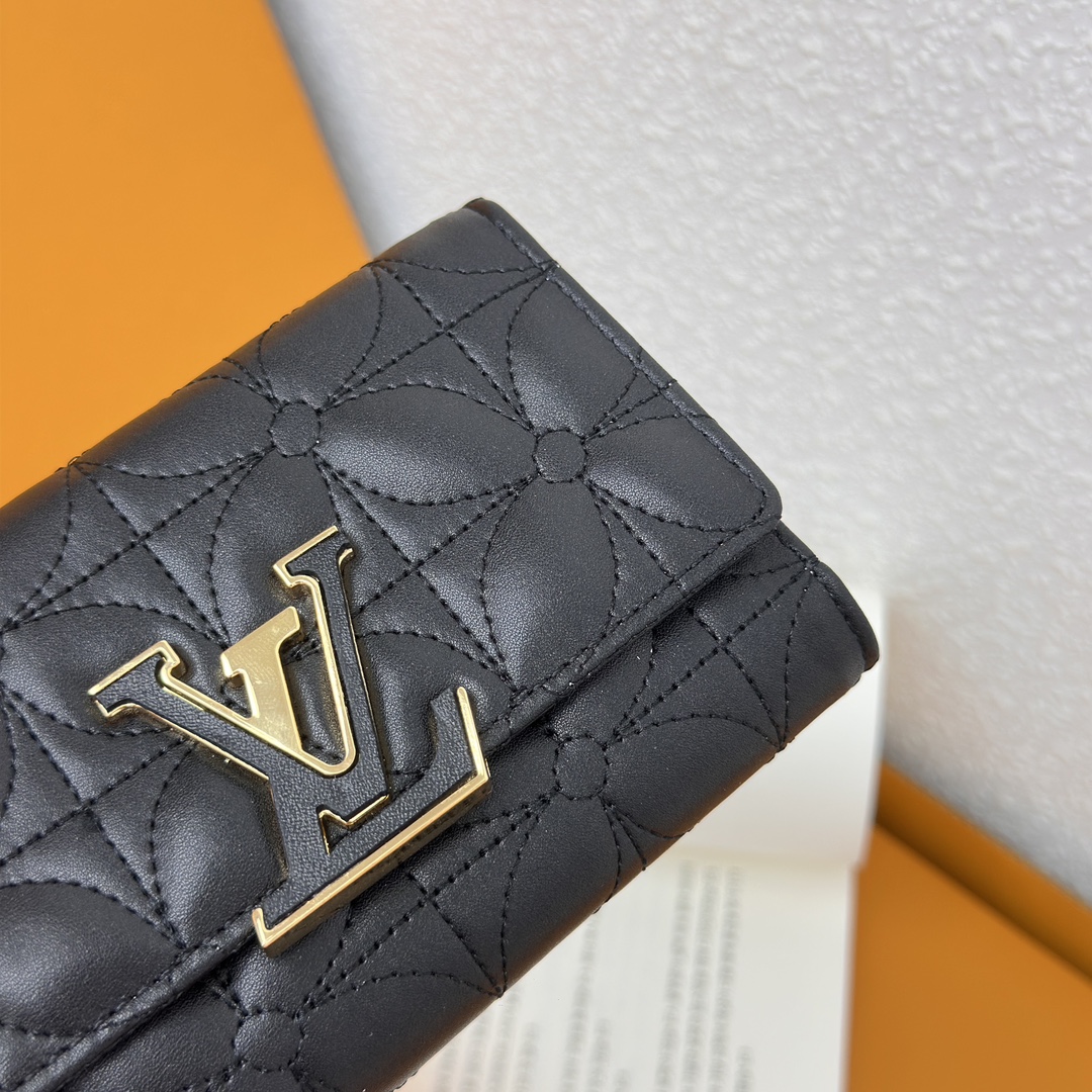 Designer Monogram Capucines Compact Maxi Black Wallet - Gorchic - $110.99