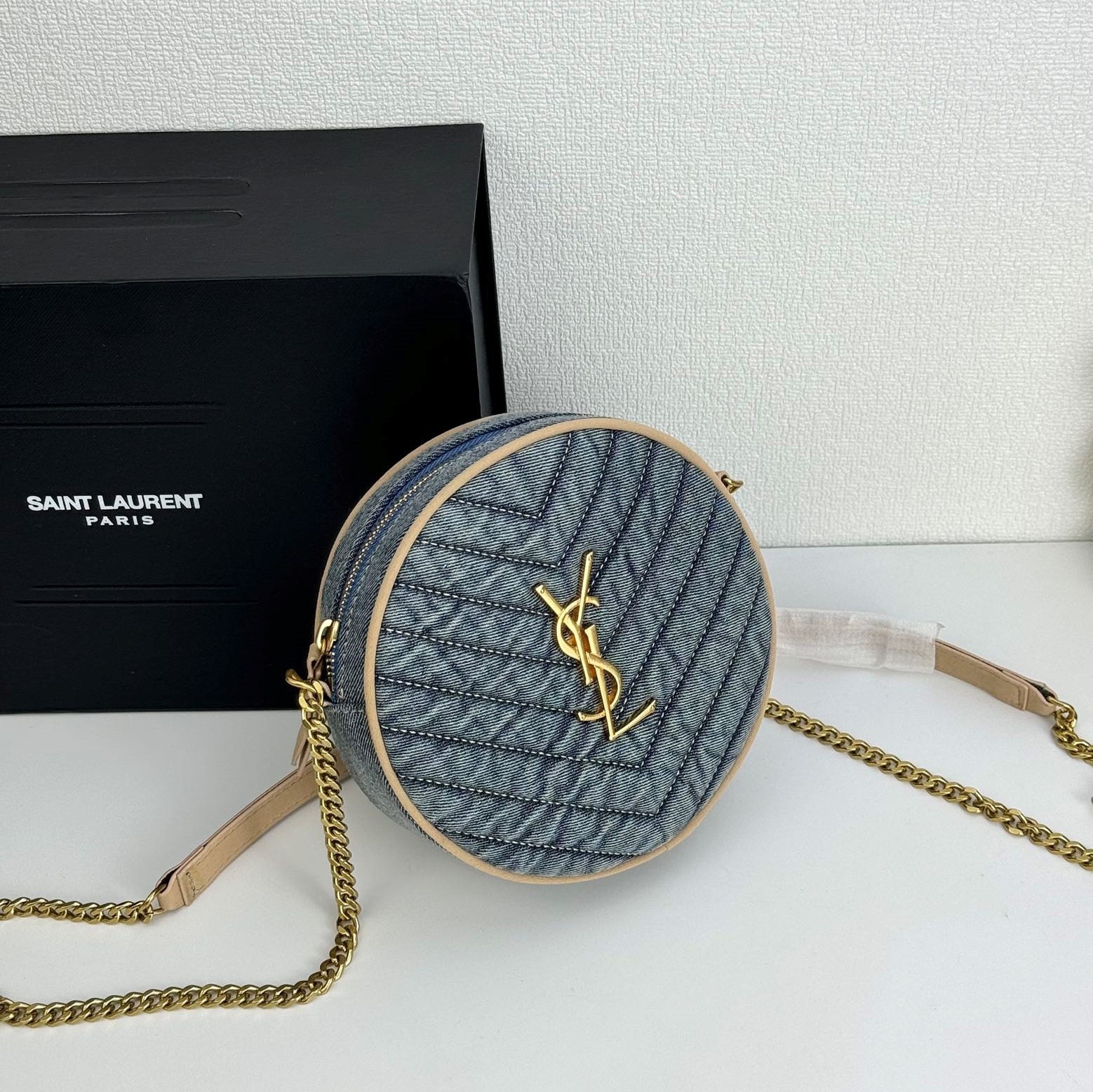 Lady Designer Nile Round Matelassé Denim Bag-Blue - Bag - Gorchic - $129.99