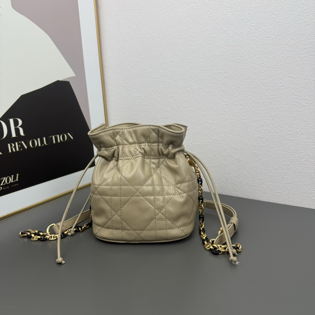 D Inspired 30 Montaigne Drawstring Mini Bucket Bag - Elephant Gray Bag - Gorchic - $173.99