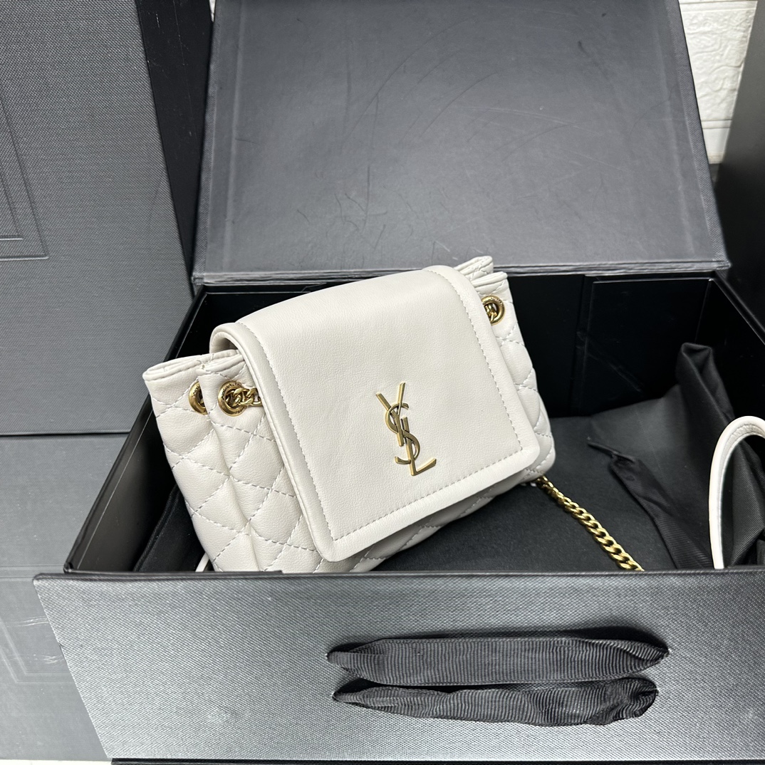 Lady Designer Calfskin Quilted Monogram Mini Nolita White Soft - Bag - Gorchic - $122.99