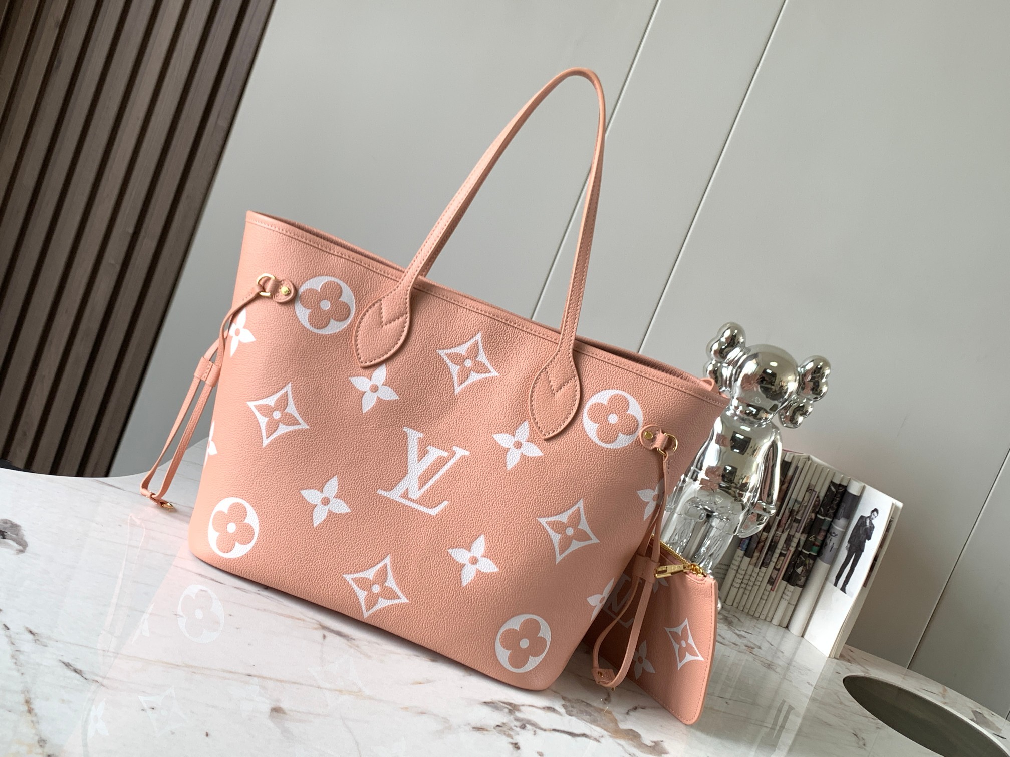Designer Monogram Neverfull MM Pink Embossed Medium Shopping Bag - Gorchic - $124.99