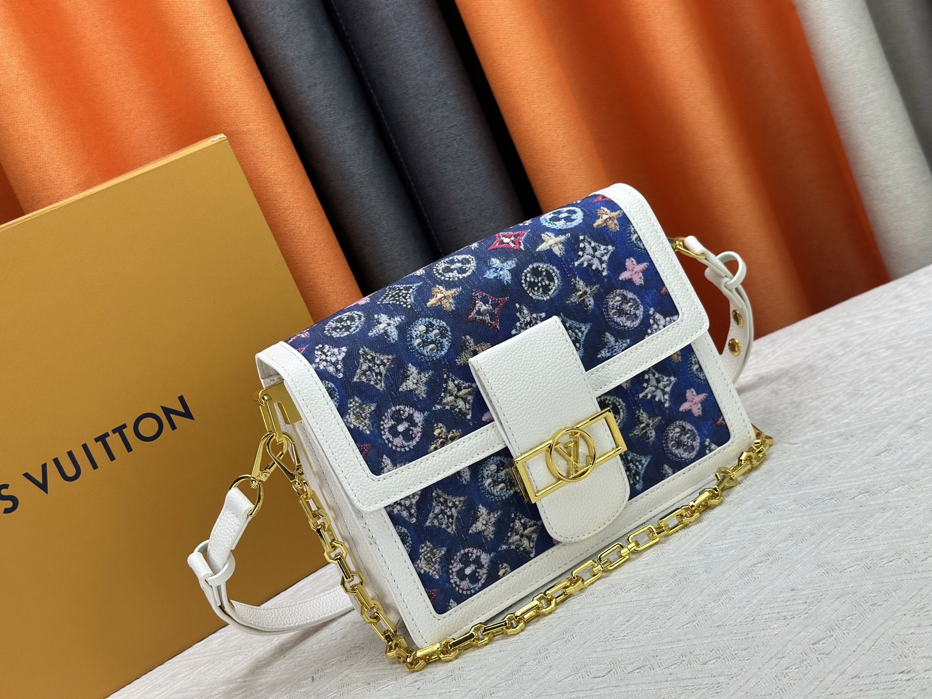 Designer Dauphine Shoulder Bag - Monogram Jacquard Denim, Mini Size - Gorchic - $149.99