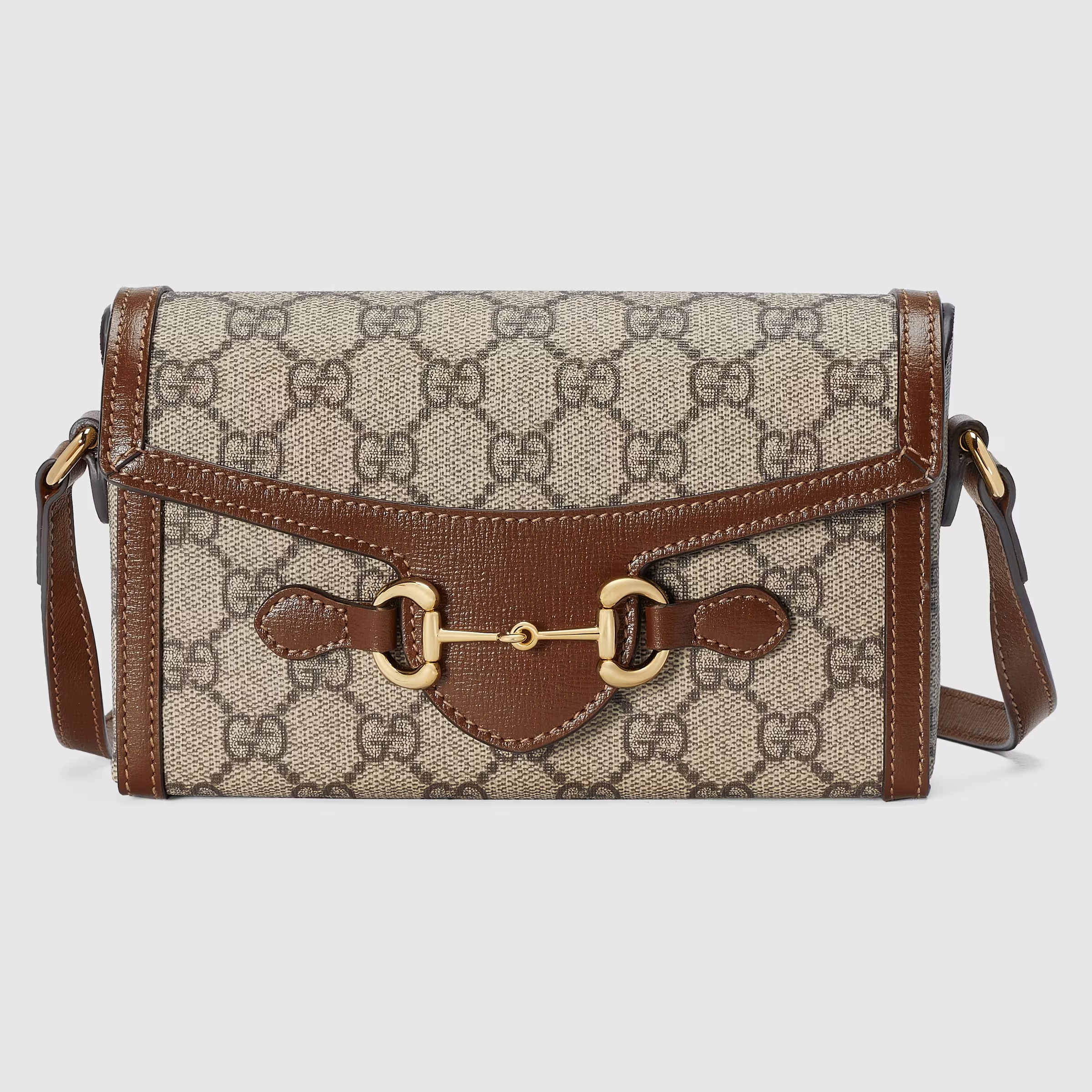 Double-G Horsebit 1955 series mini handbag GG Supreme canvas - Ebony - Gorchic - $112.99