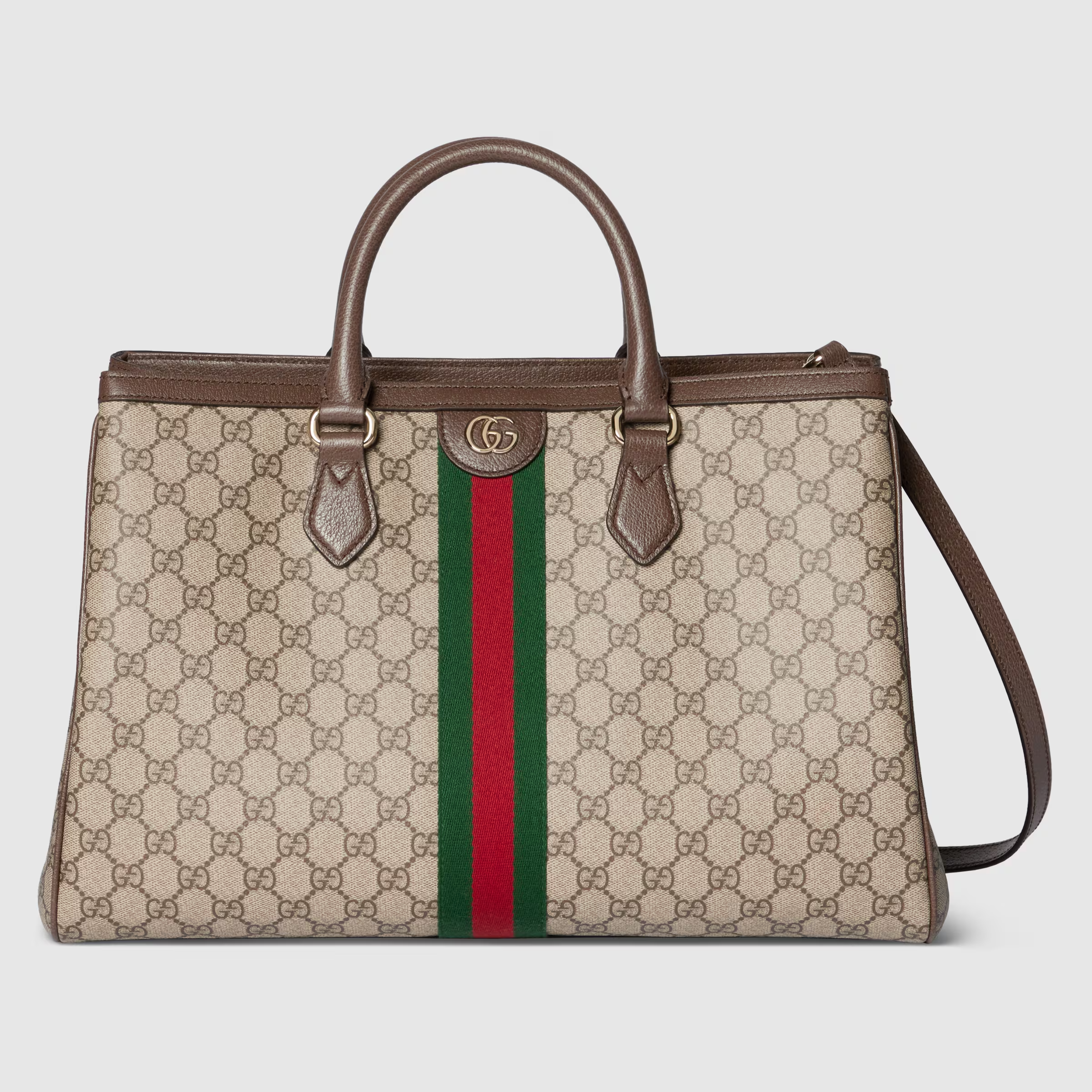 Double-G Ophidia Tote Bag GG Monogram coated fabric - Beige and dark brown - Gorchic - $124.99