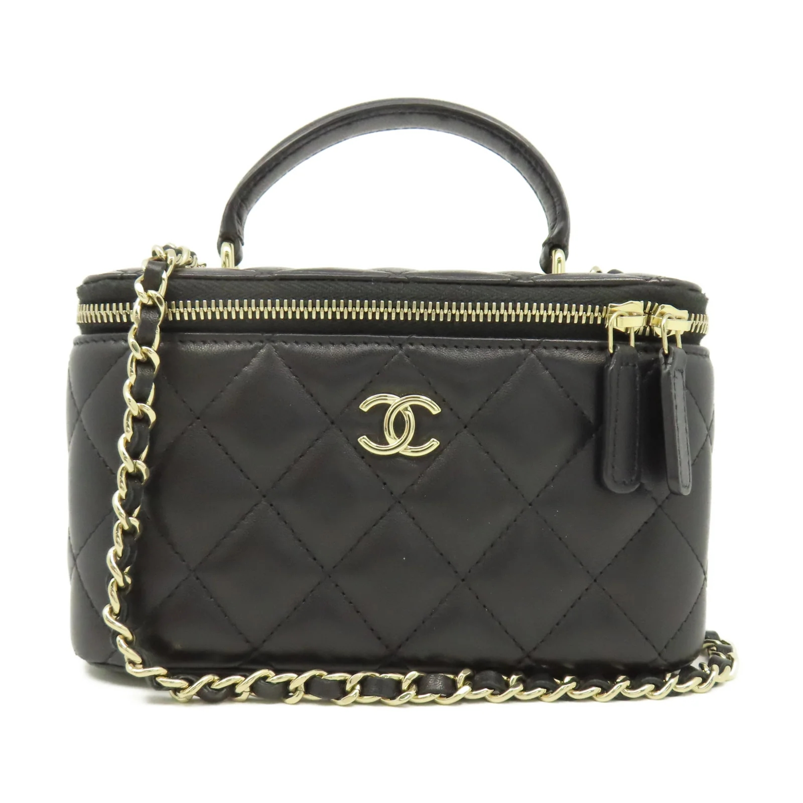 CC Inspired Vanity Cosmetic Top Handle Bag - Black - Gorchic - $125.99