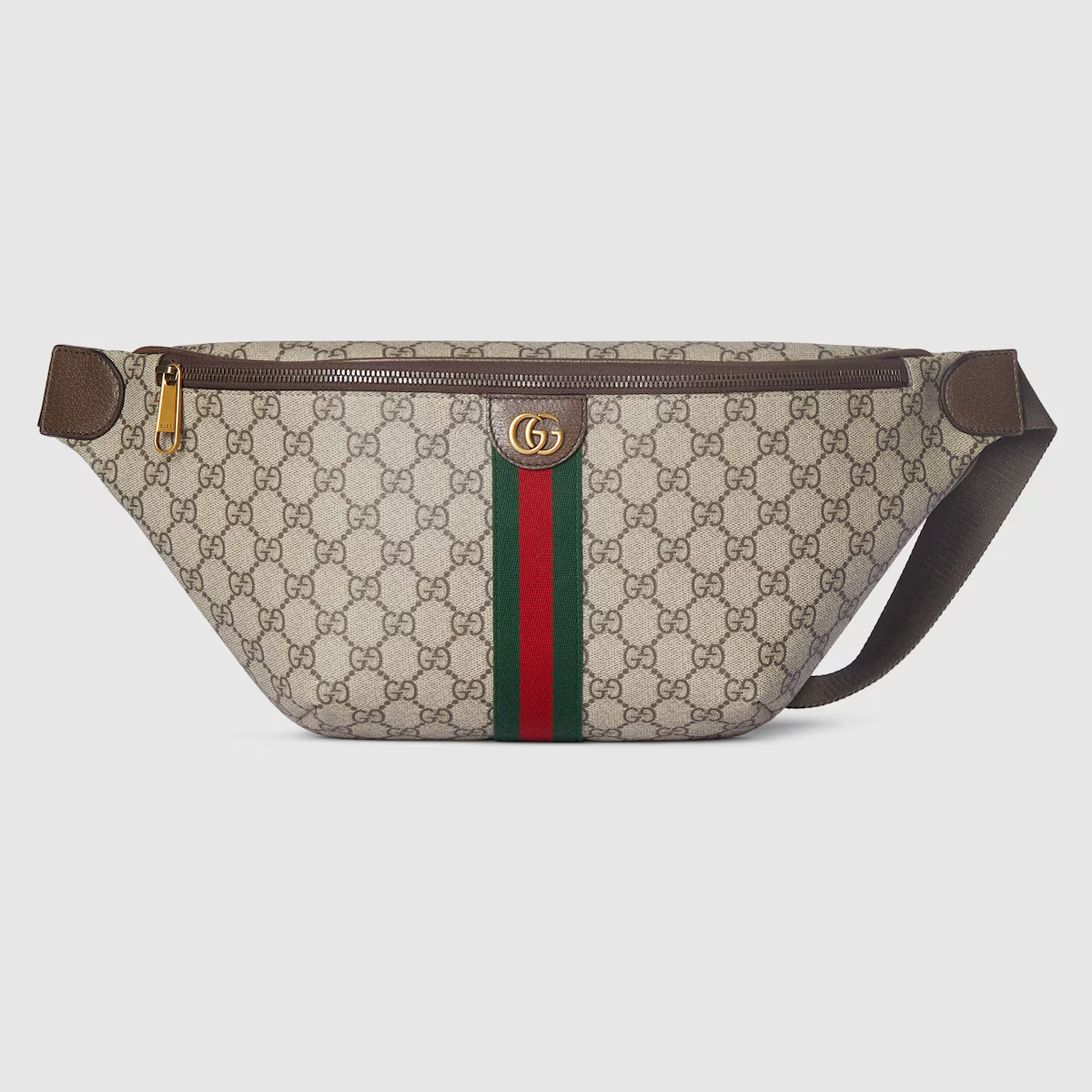 Double-G Ophidia GG Monogram Large Belt Bag - Beige and dark brown - Gorchic - $120.99